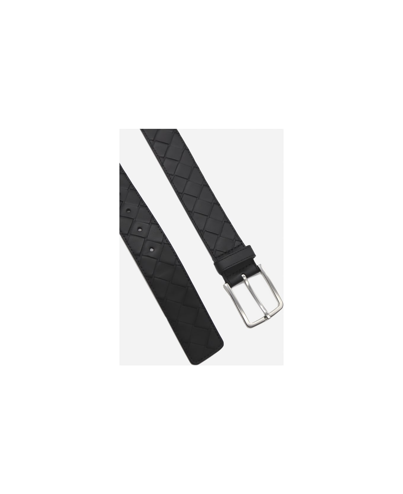 Bottega Veneta Leather Belt With Woven Pattern - Black ベルト
