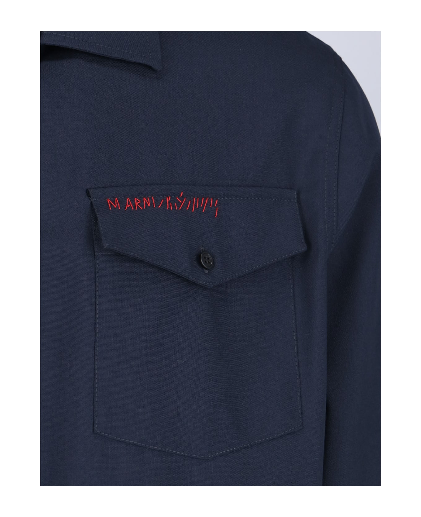 Marni Multipocket Logo Shirt - BLUBLACK