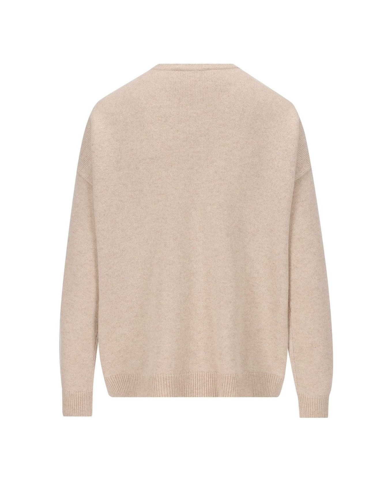 Max Mara Logo Embellished Knitted Jumper - Beige