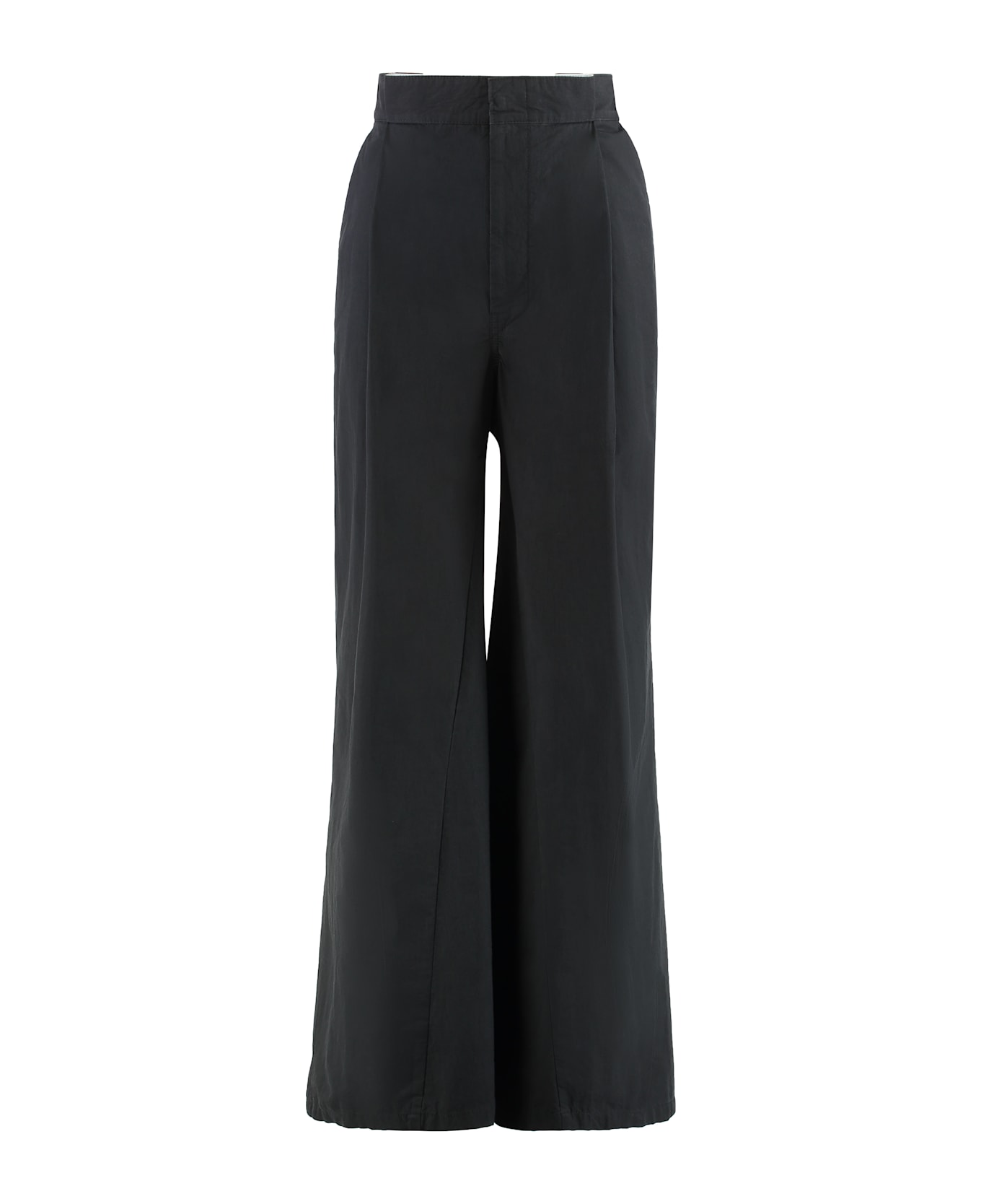 Maison Margiela Cotton Blend Wide Leg Trousers - BLACK