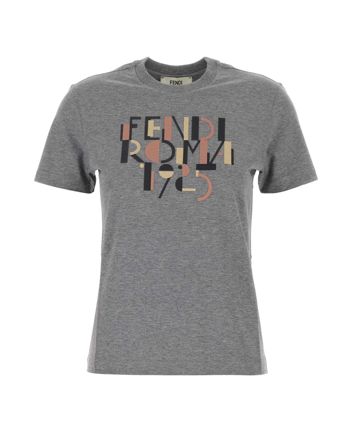 Fendi Grey Cotton T-shirt - GREY MELANGE