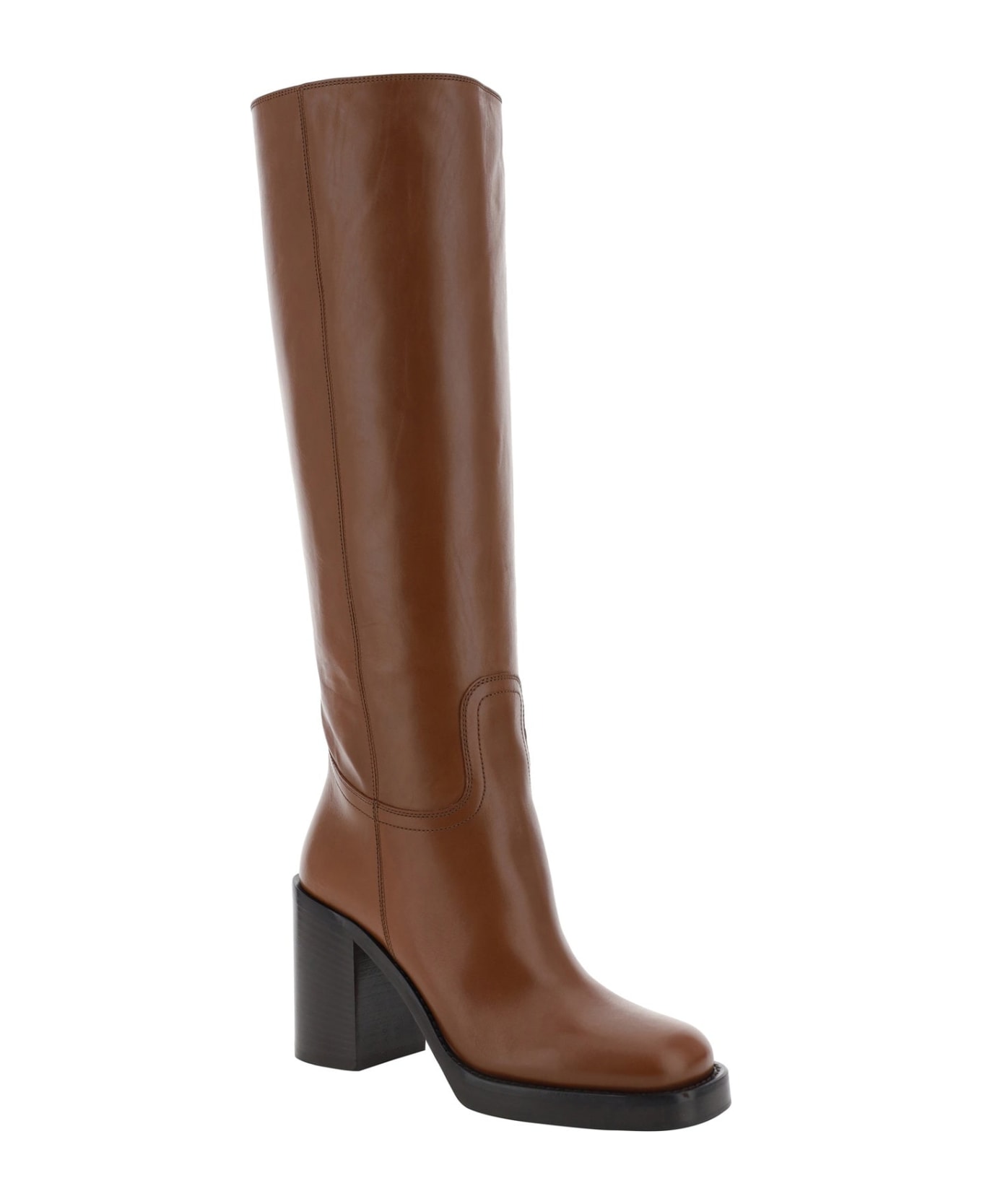 Prada Leather Boots - Brown ブーツ
