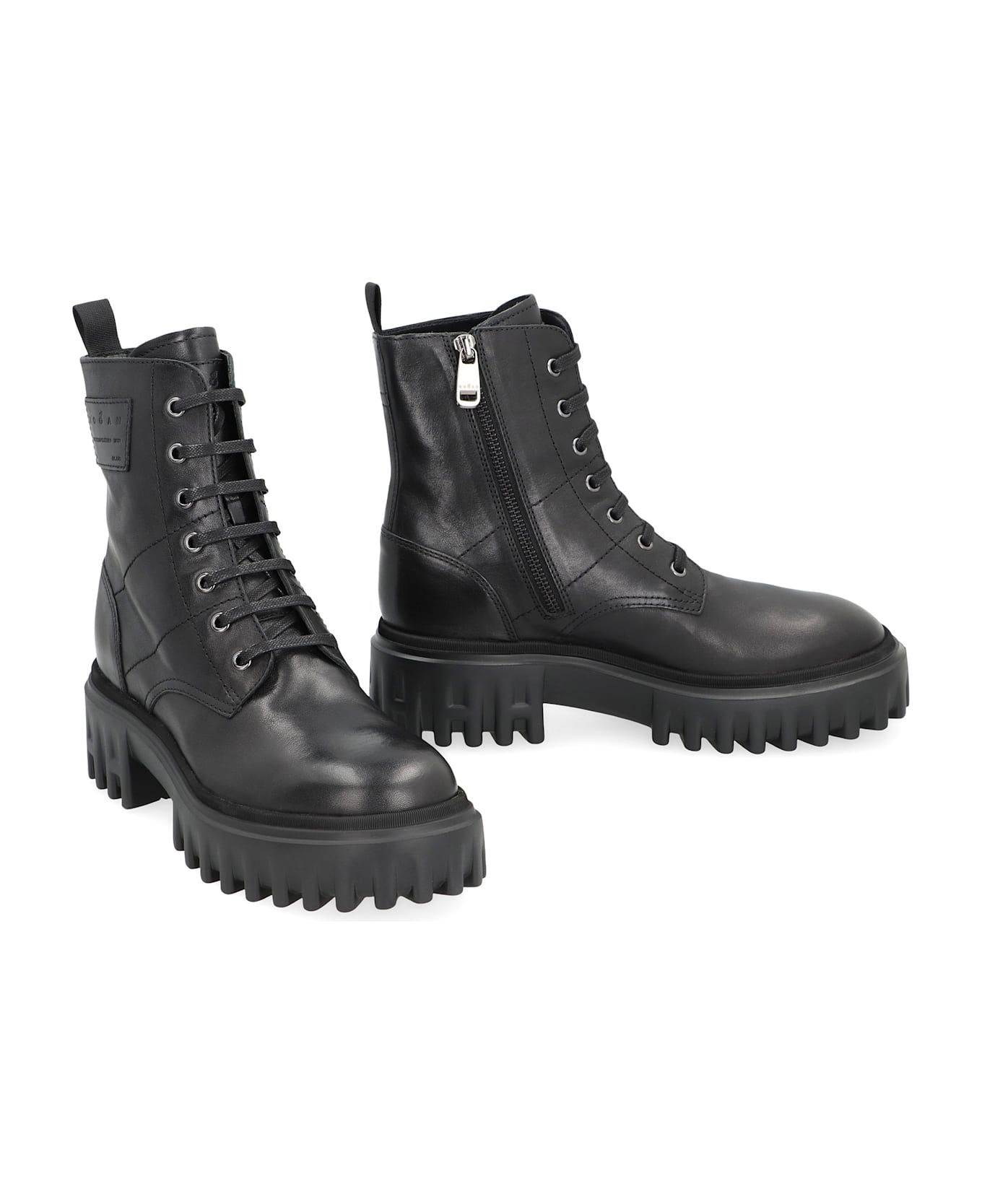 Hogan Leather Ankle Boots - BLACK