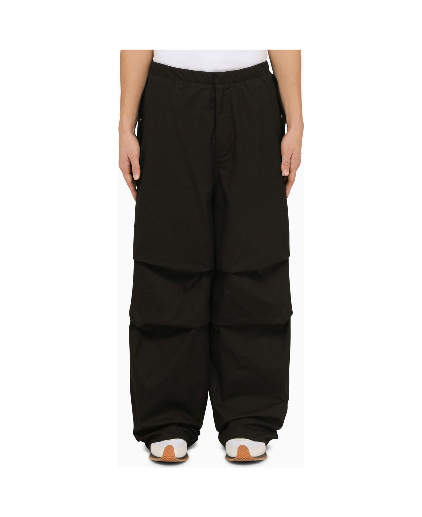 Jil Sander Black Oversize Cotton Trousers ボトムス