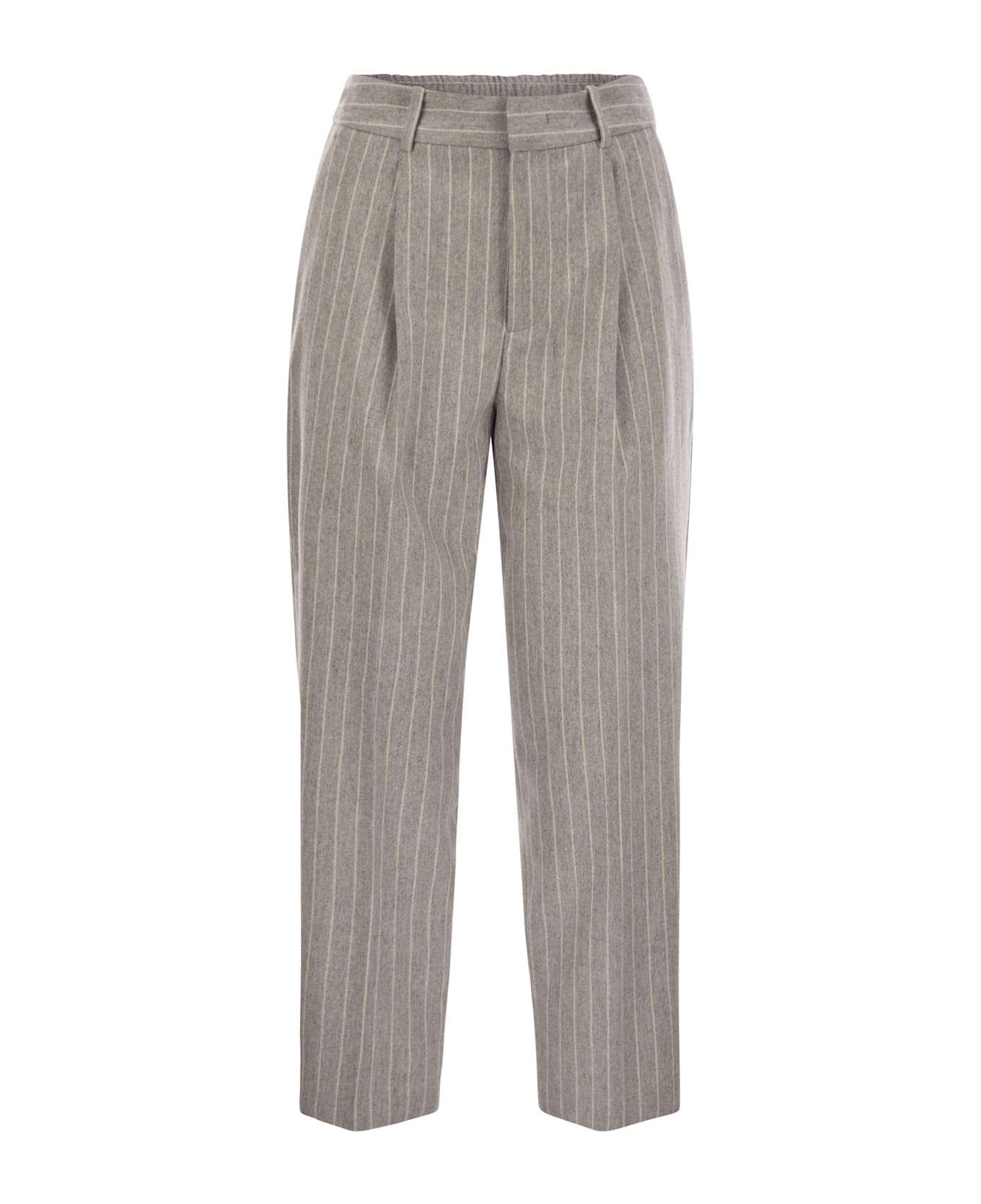 PT Torino Daisy - Wool And Cashmere Pinstripe Pants - Grey