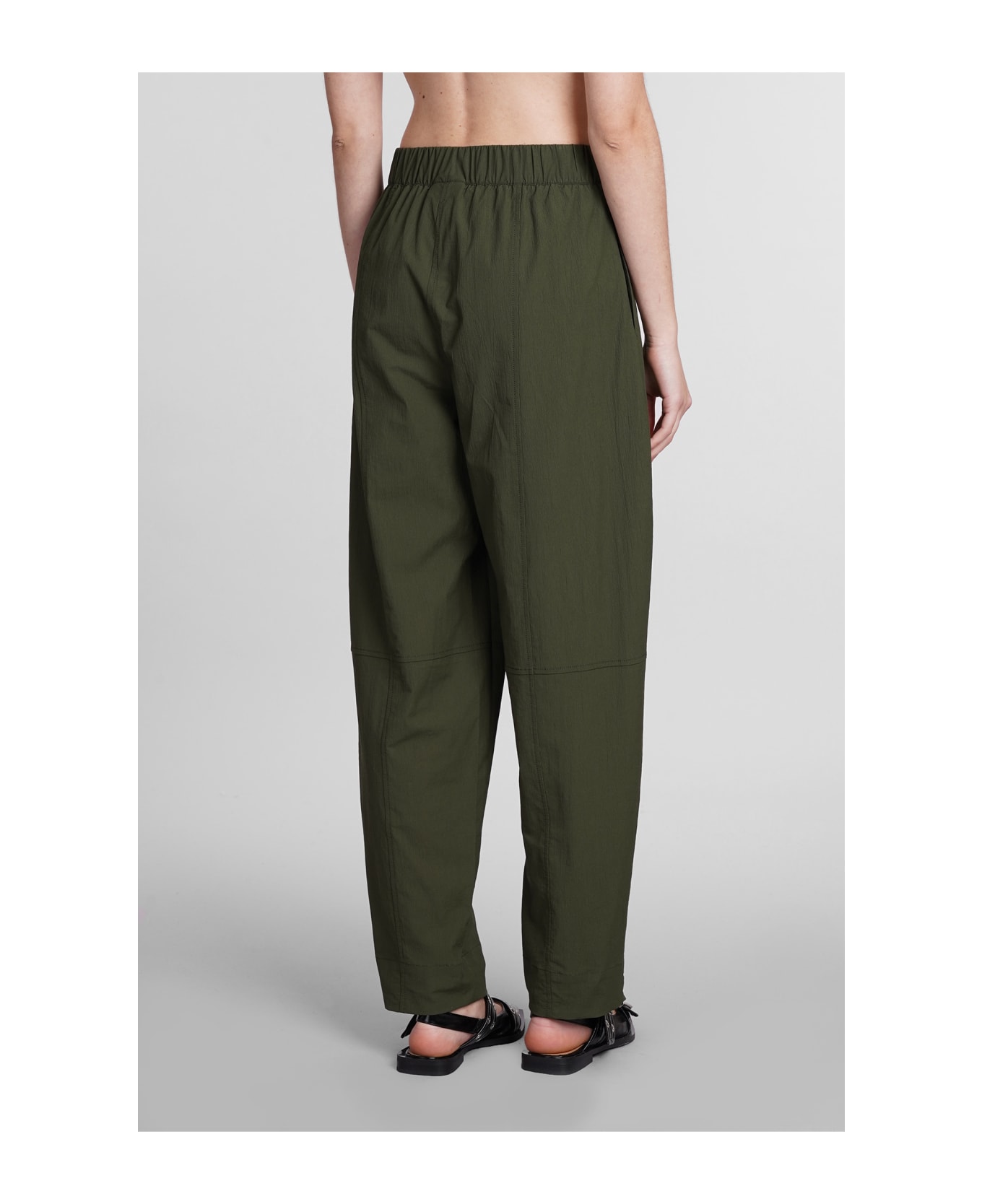 Ganni Pants In Green Cotton - green