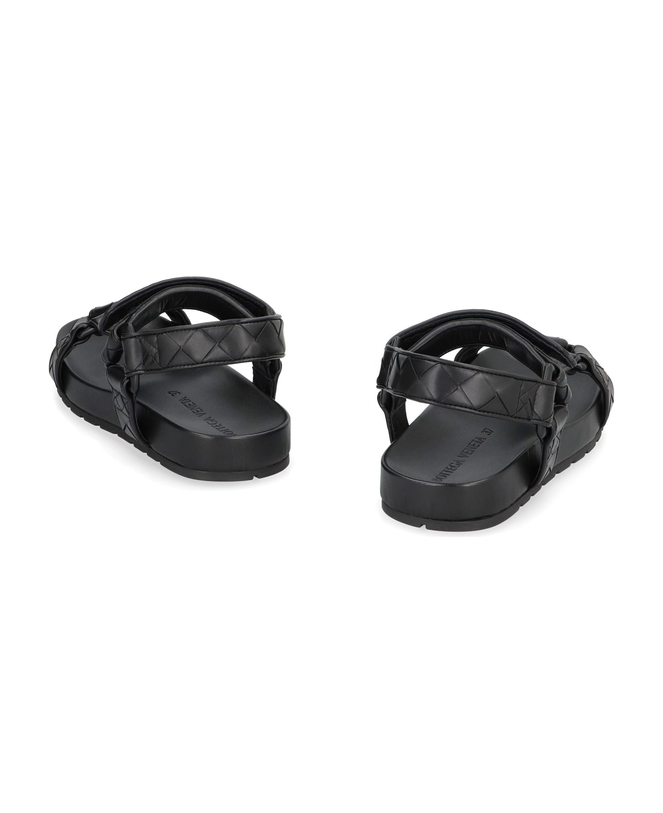 Bottega Veneta Trip Leather Sandals - black サンダル