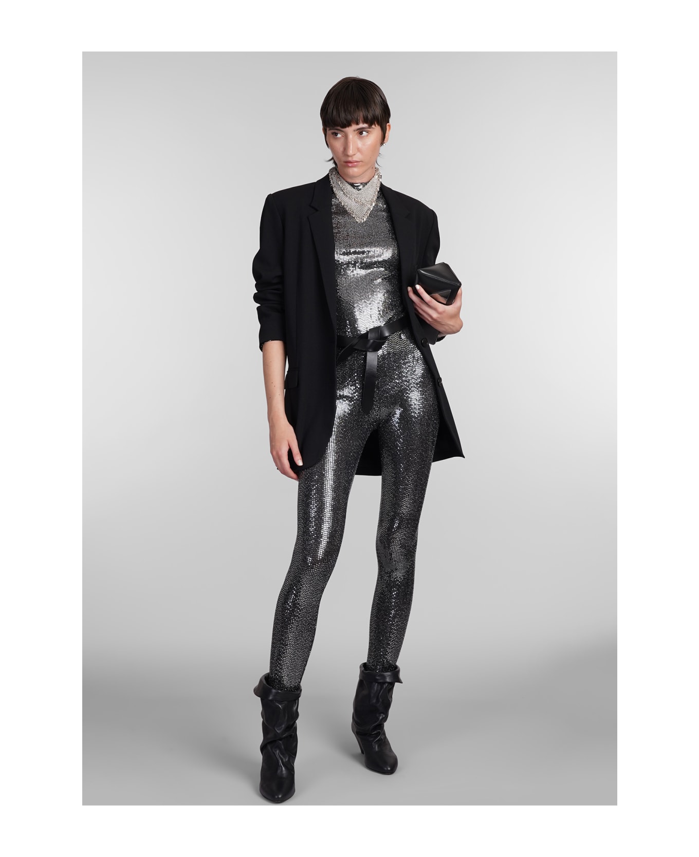 Isabel Marant Stretch Embellished Trousers - silver