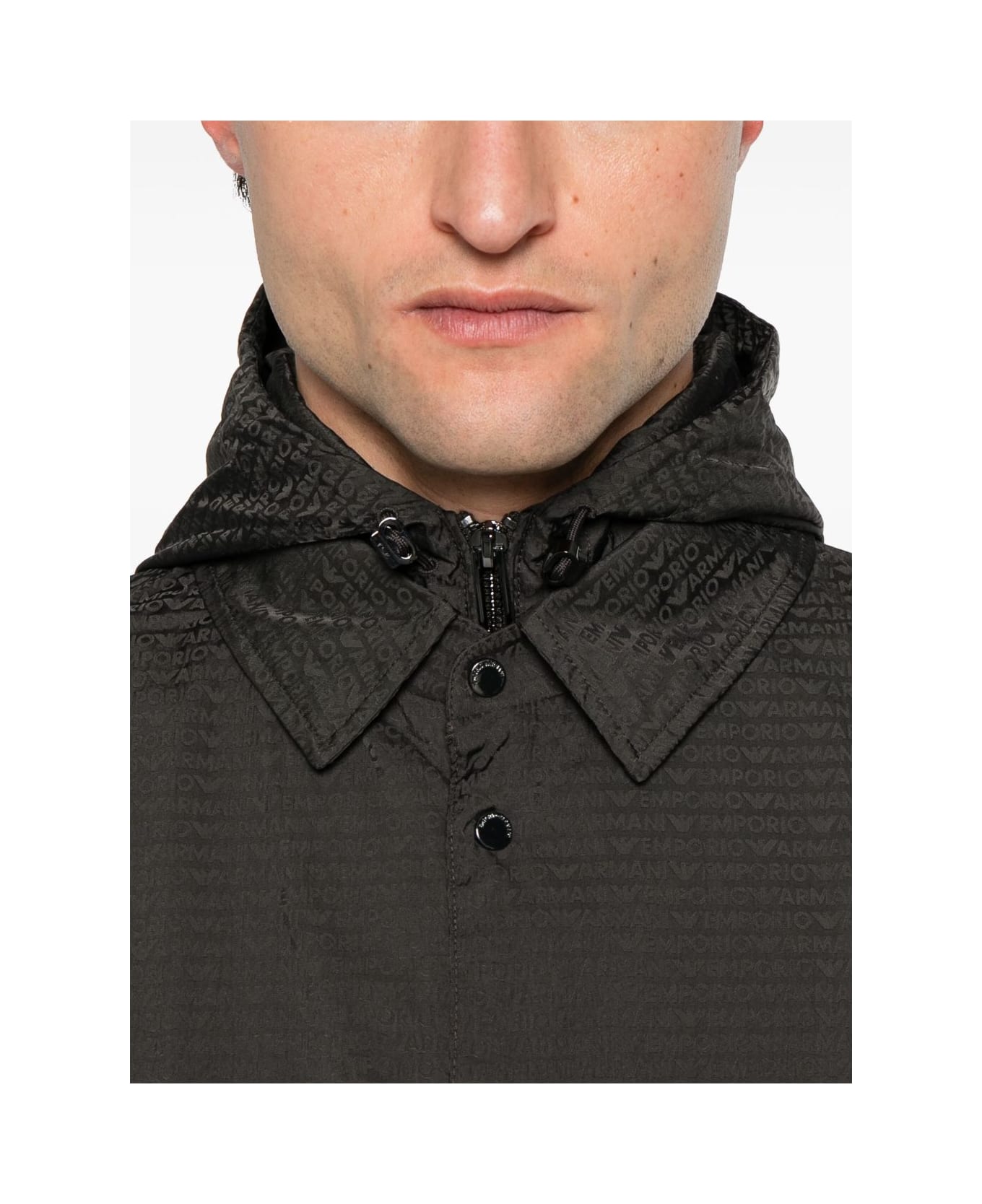 Emporio Armani Nylon Hooded Jacket - Marrone scuro