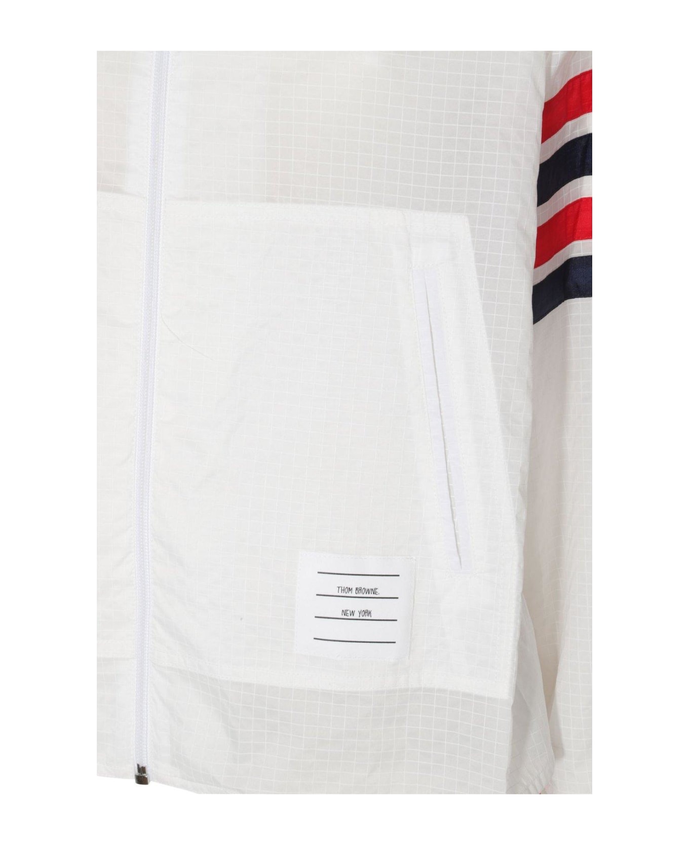 Thom Browne 4-bar Stripe Detailed Hooded Jacket - WHITE