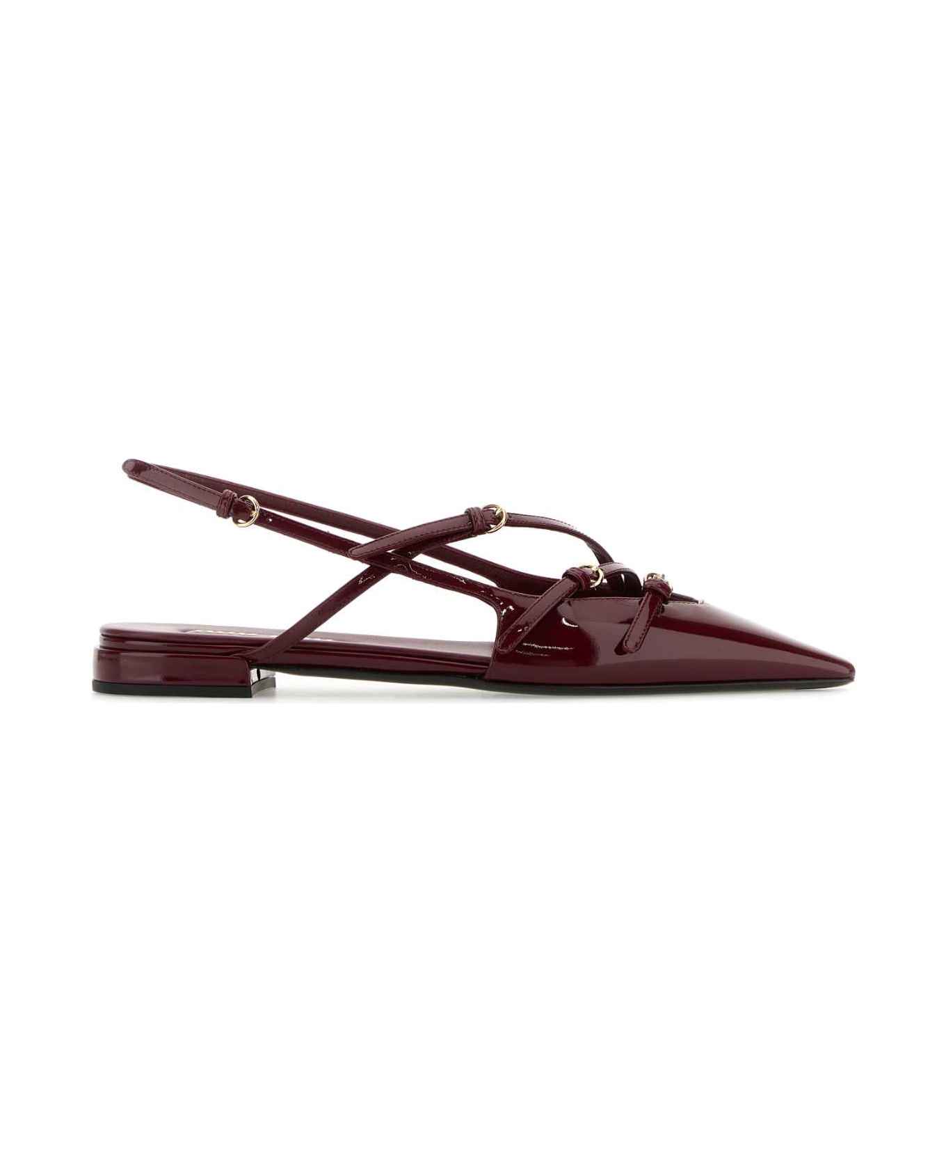 Miu Miu Burgundy Leather Ballerinas - PORPORA
