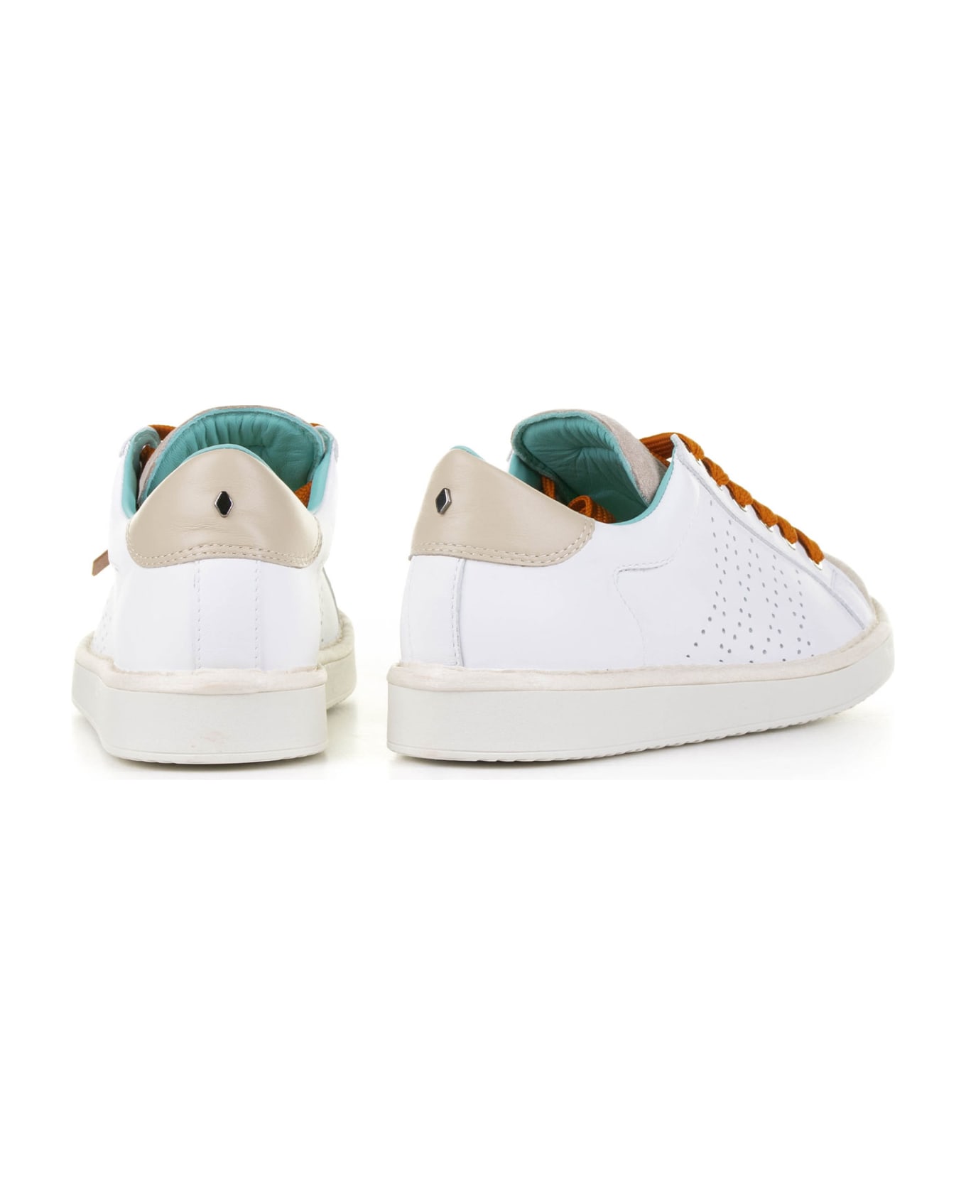Panchic Sneaker In Beige Leather And Heel - WHITE FOG- BURNT ORANGE