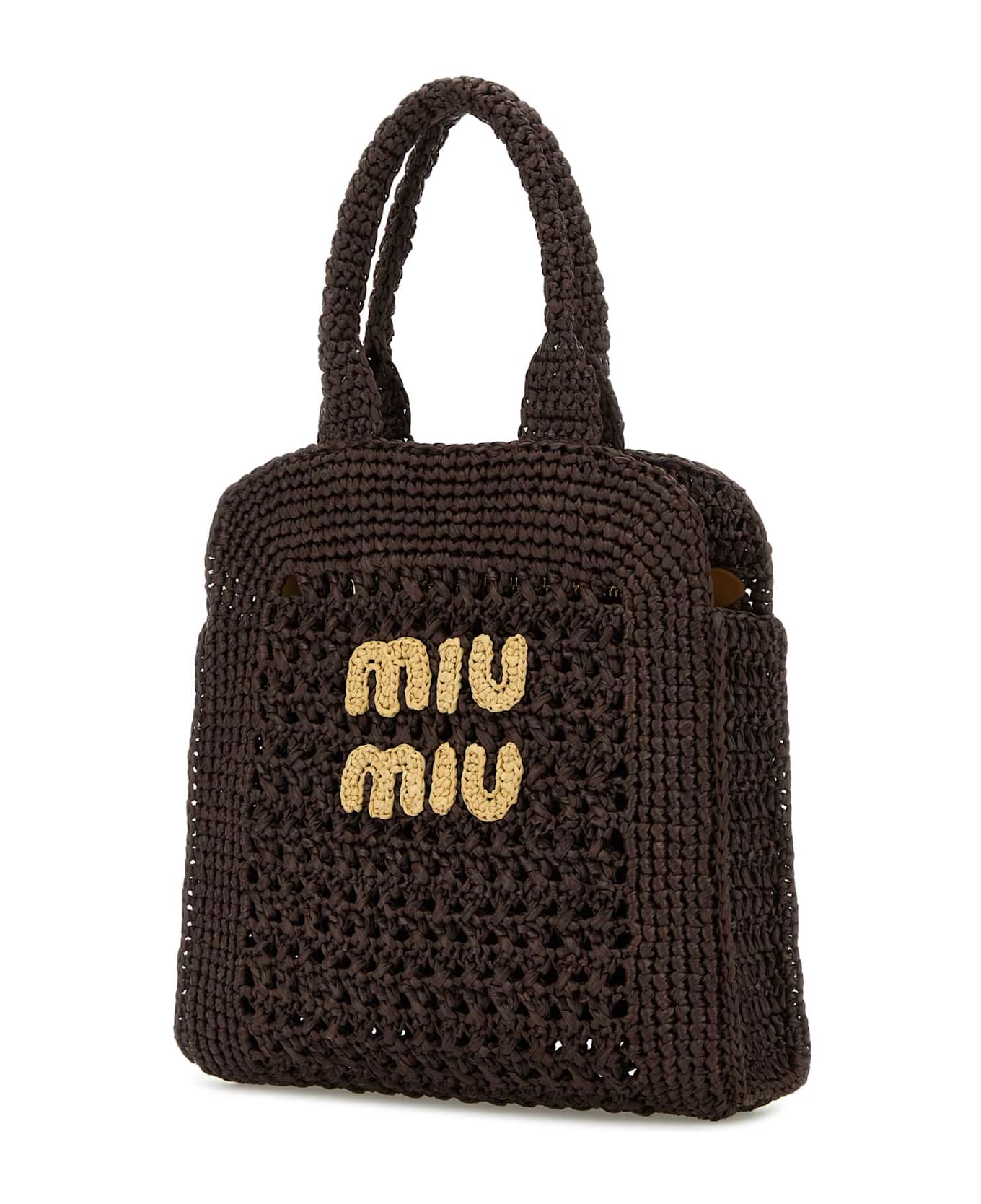 Miu Miu Brown Raffia Shopping Bag - CACAONATURALE
