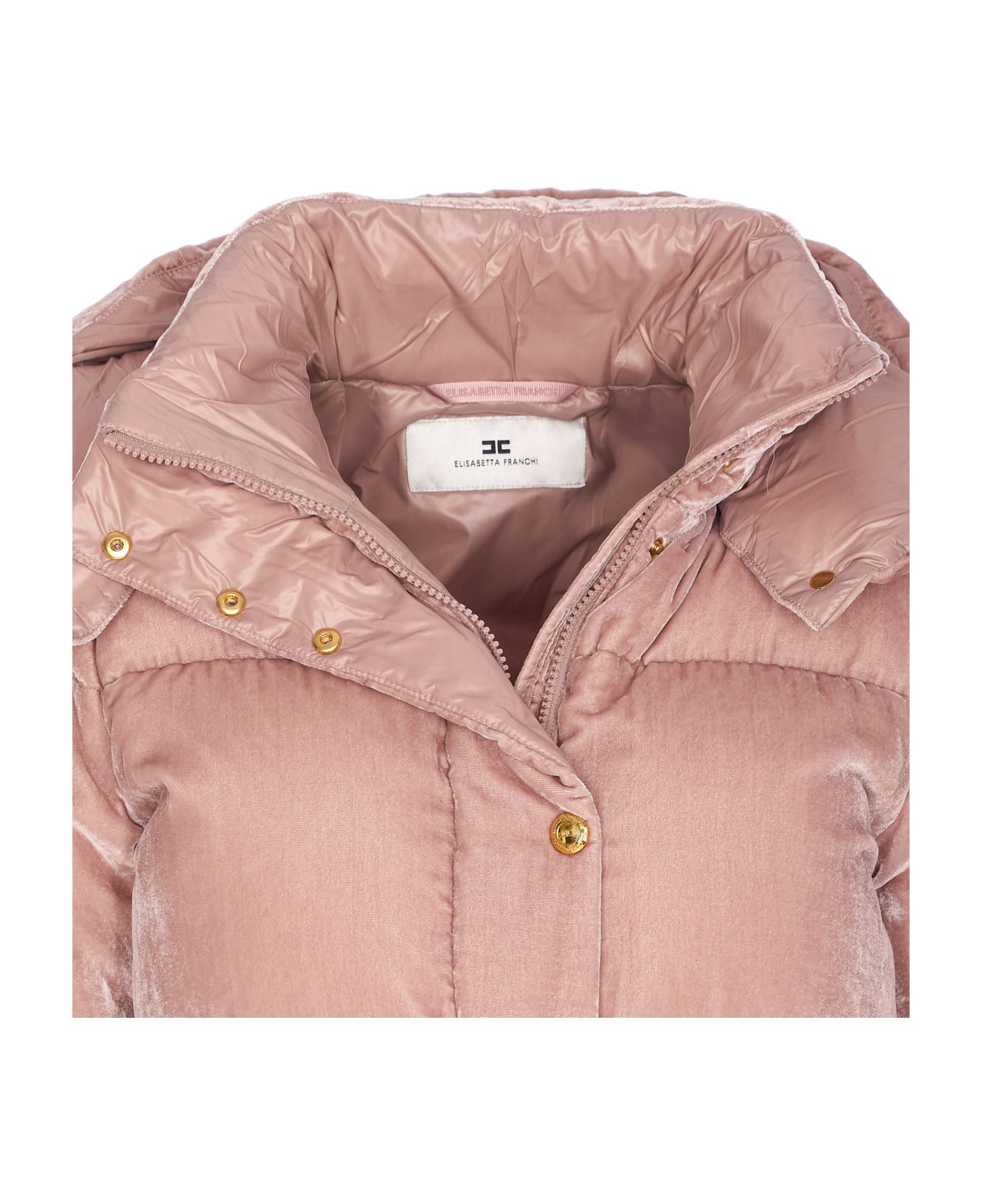 Elisabetta Franchi Velvet Down Jacket - Pink