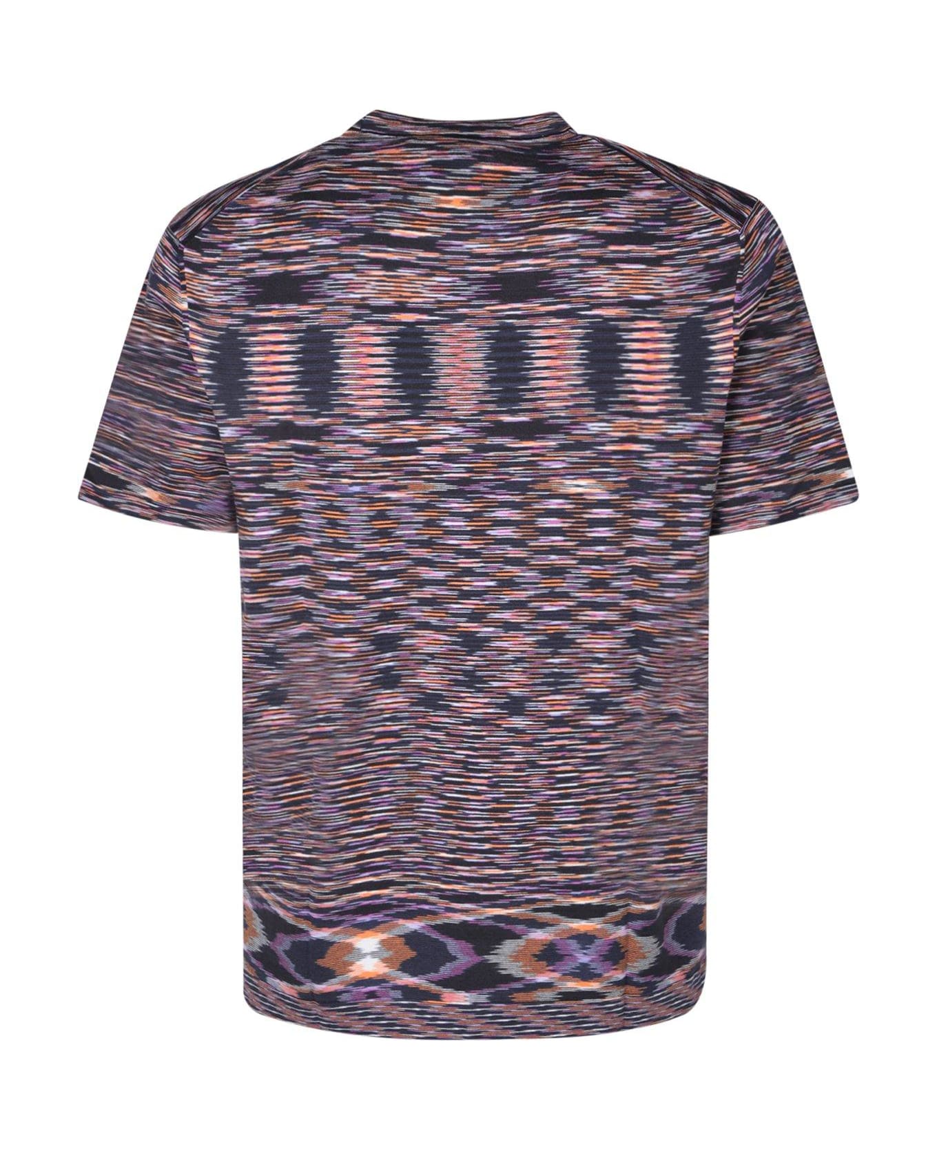 Missoni Stripe-printed Short-sleeved Crewneck T-shirt - Q Spacdyed Blk/orang/v