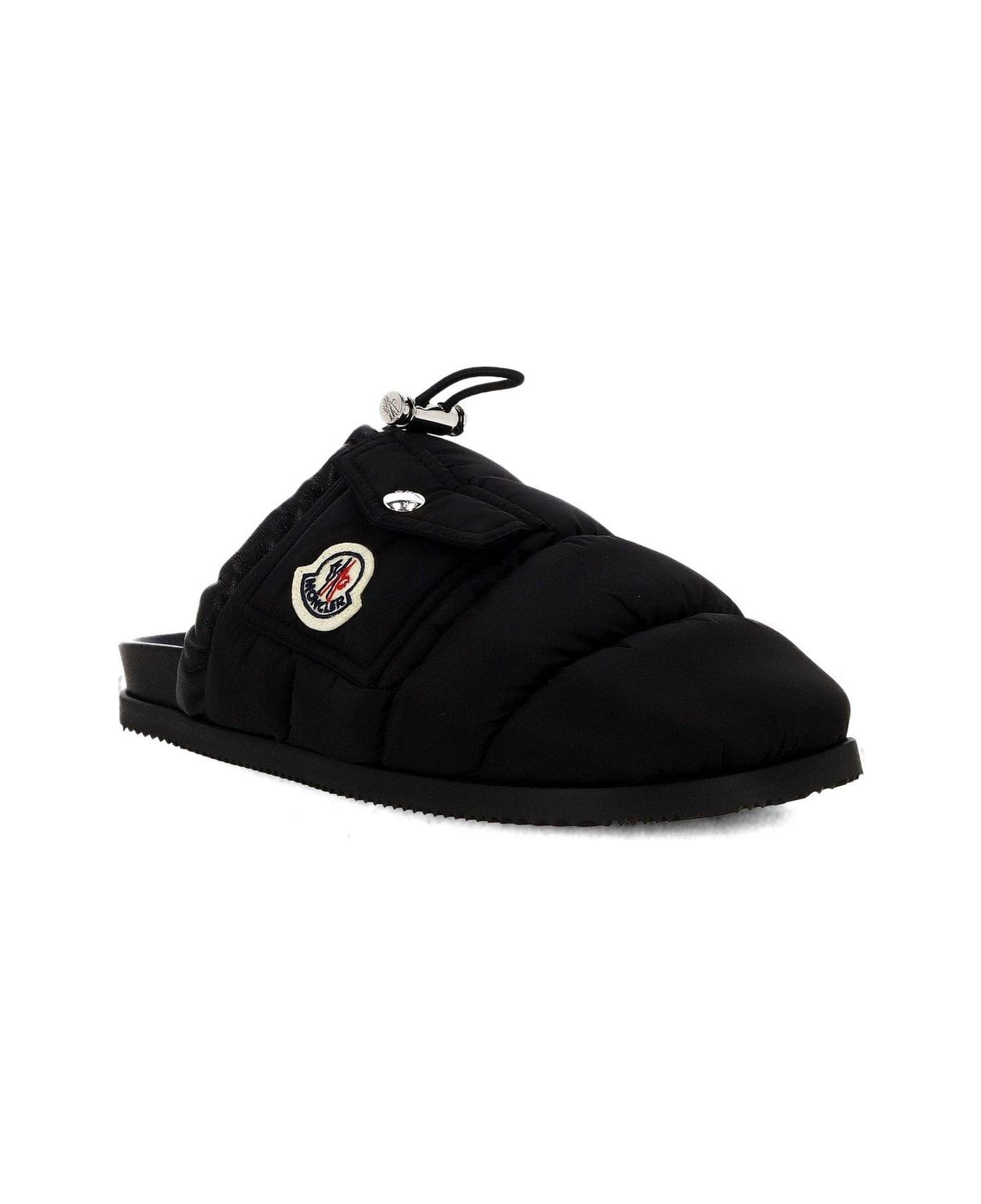Moncler Logo Patch Padded Slippers - Black