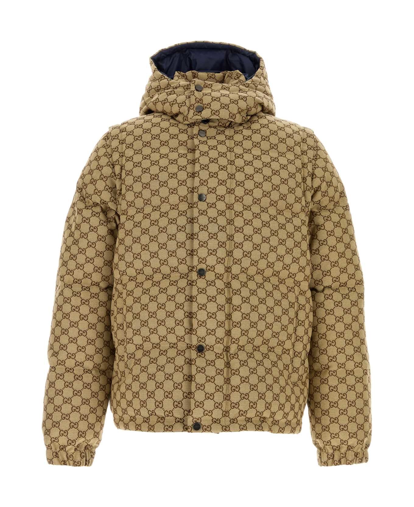 Gucci Gg Fabric Down Jacket - CAMELEBONY