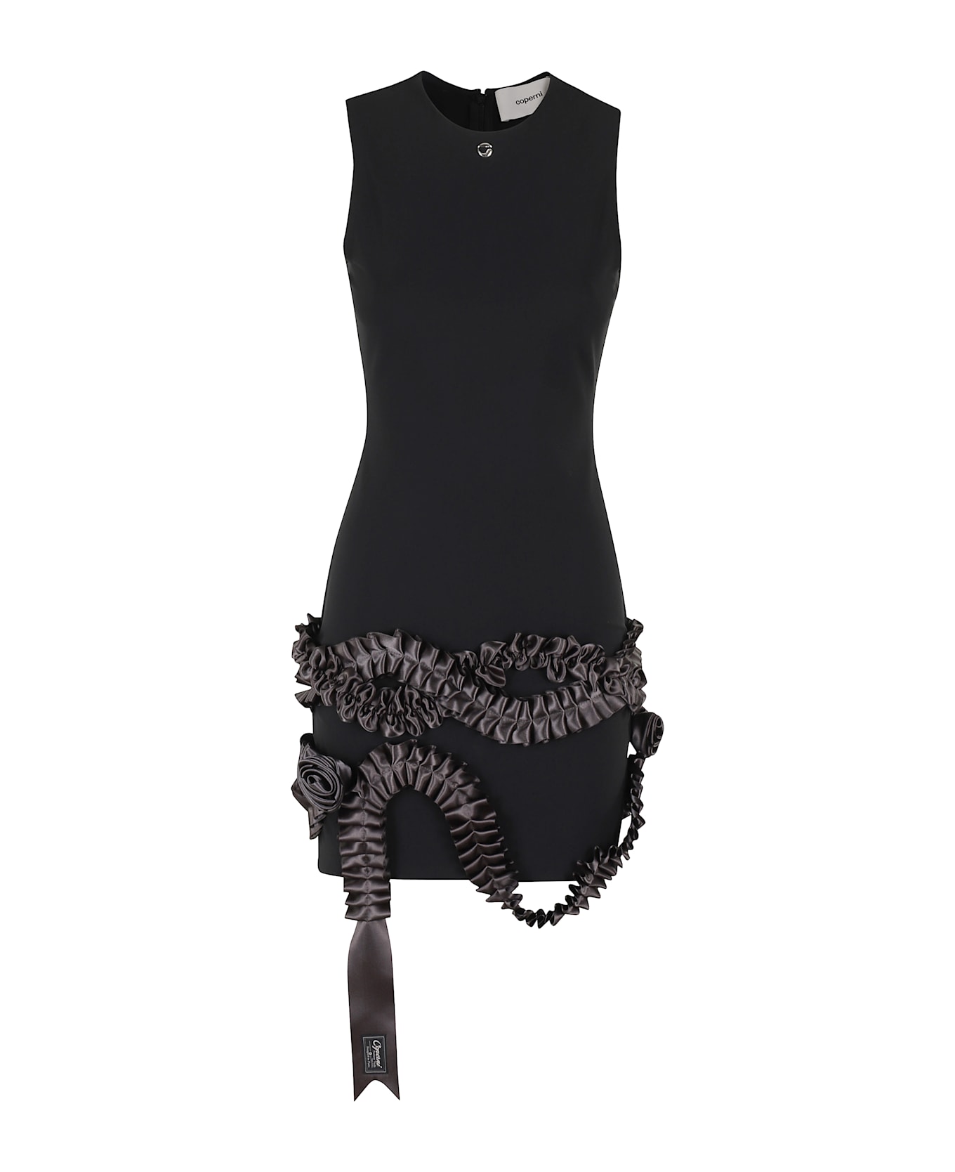 Coperni Pleated Ribbon Jersey Dress - Black