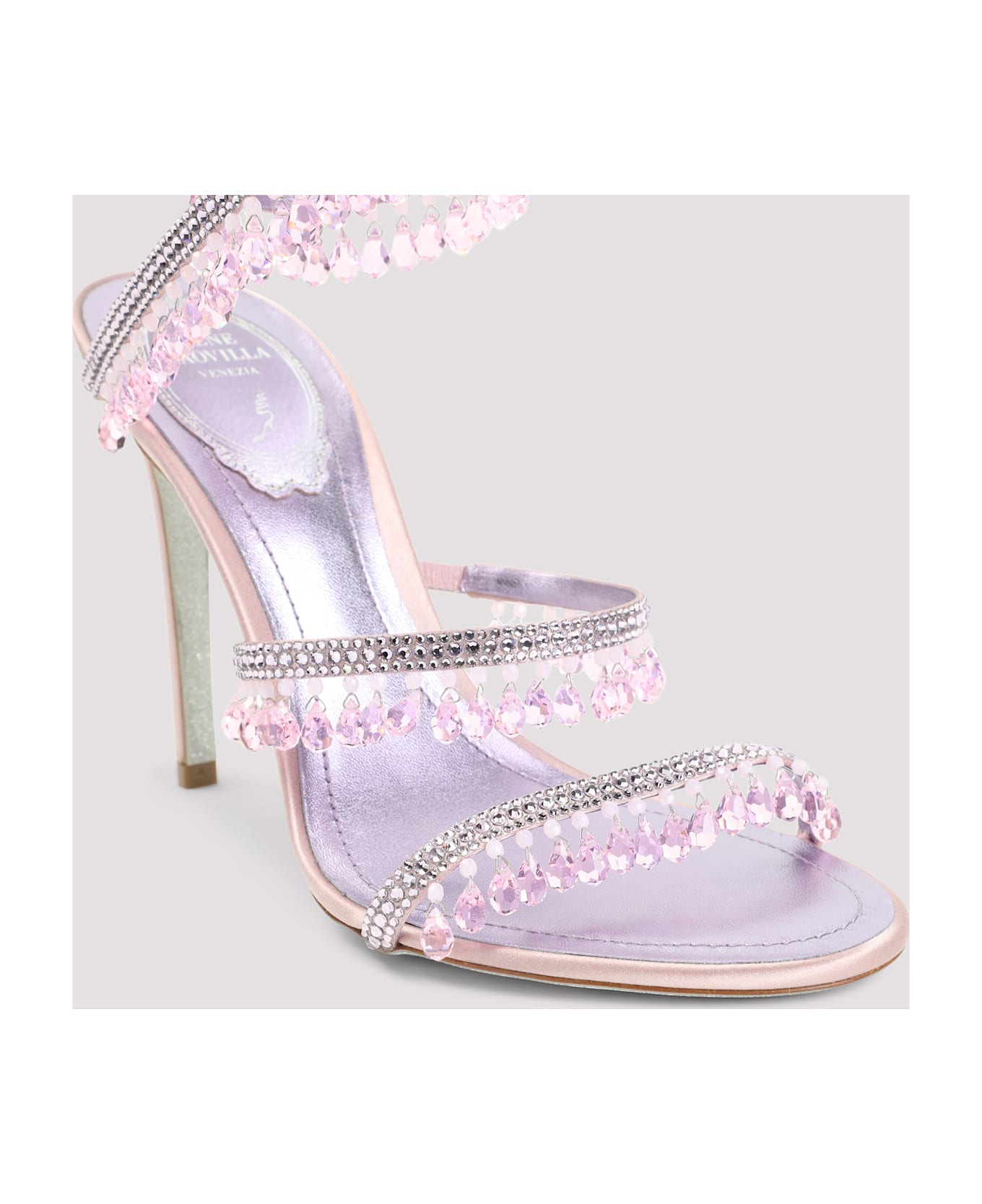 René Caovilla Rene Caovilla Leather Sandals - Lilac Satin