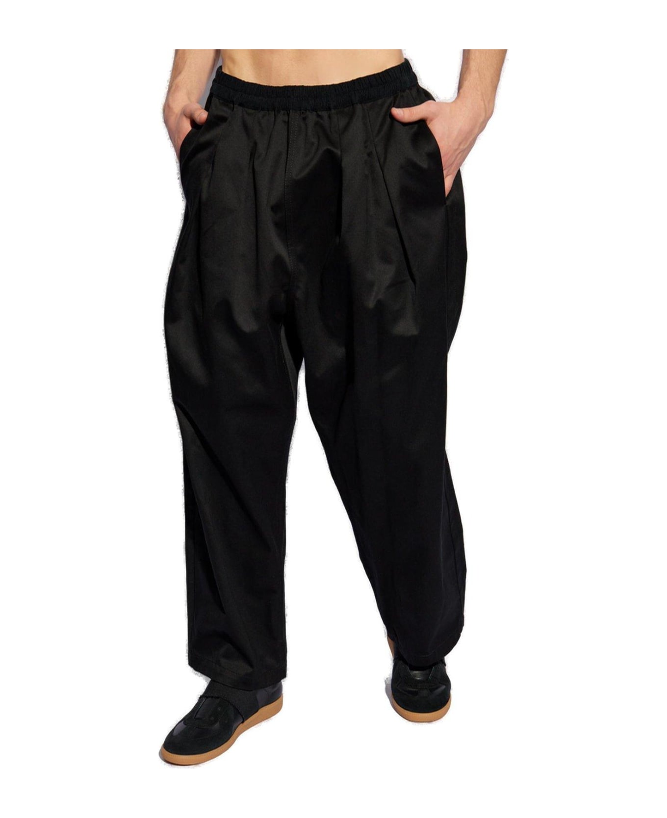 Maison Margiela Pleated Loose-fit Cropped Pants - Black スウェットパンツ