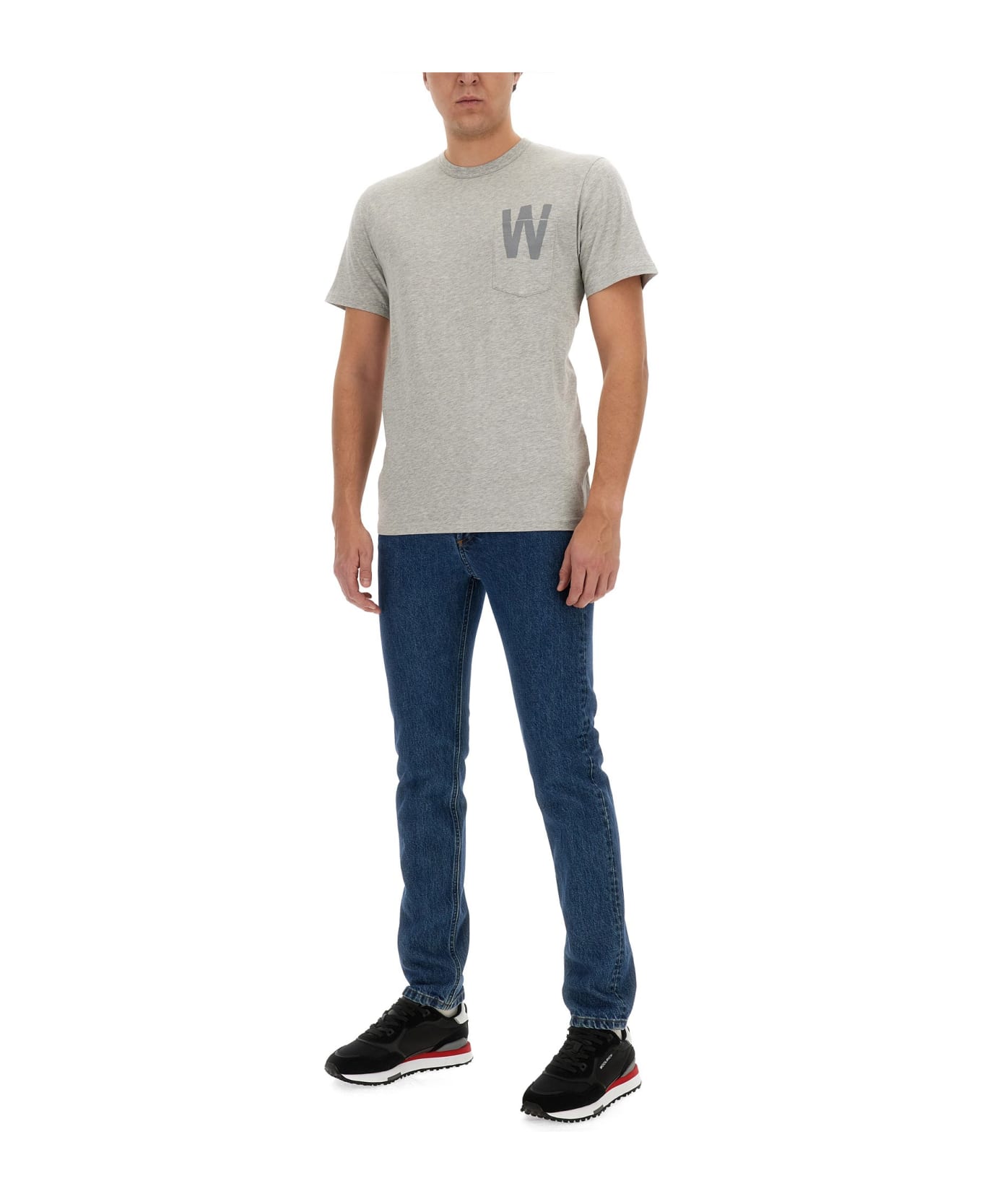 Woolrich T-shirt With Logo - Light Grey Melange