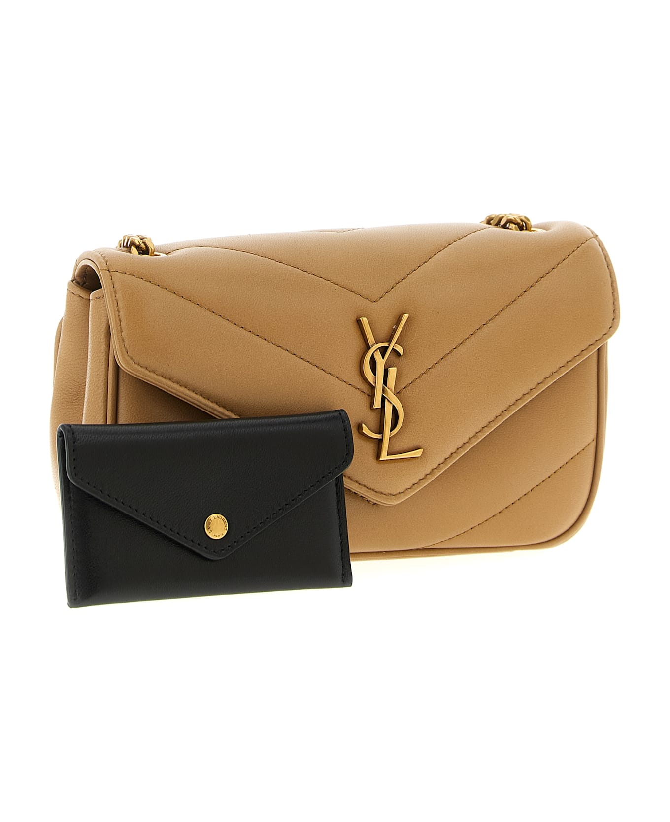 Saint Laurent 
loulou
 Mini Crossbody Bag - Beige