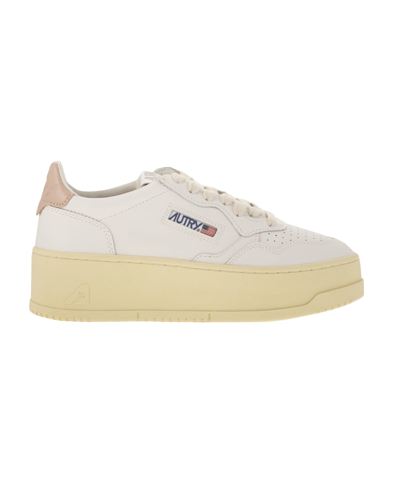 Autry Medalist Platform - Leather Trainers - White