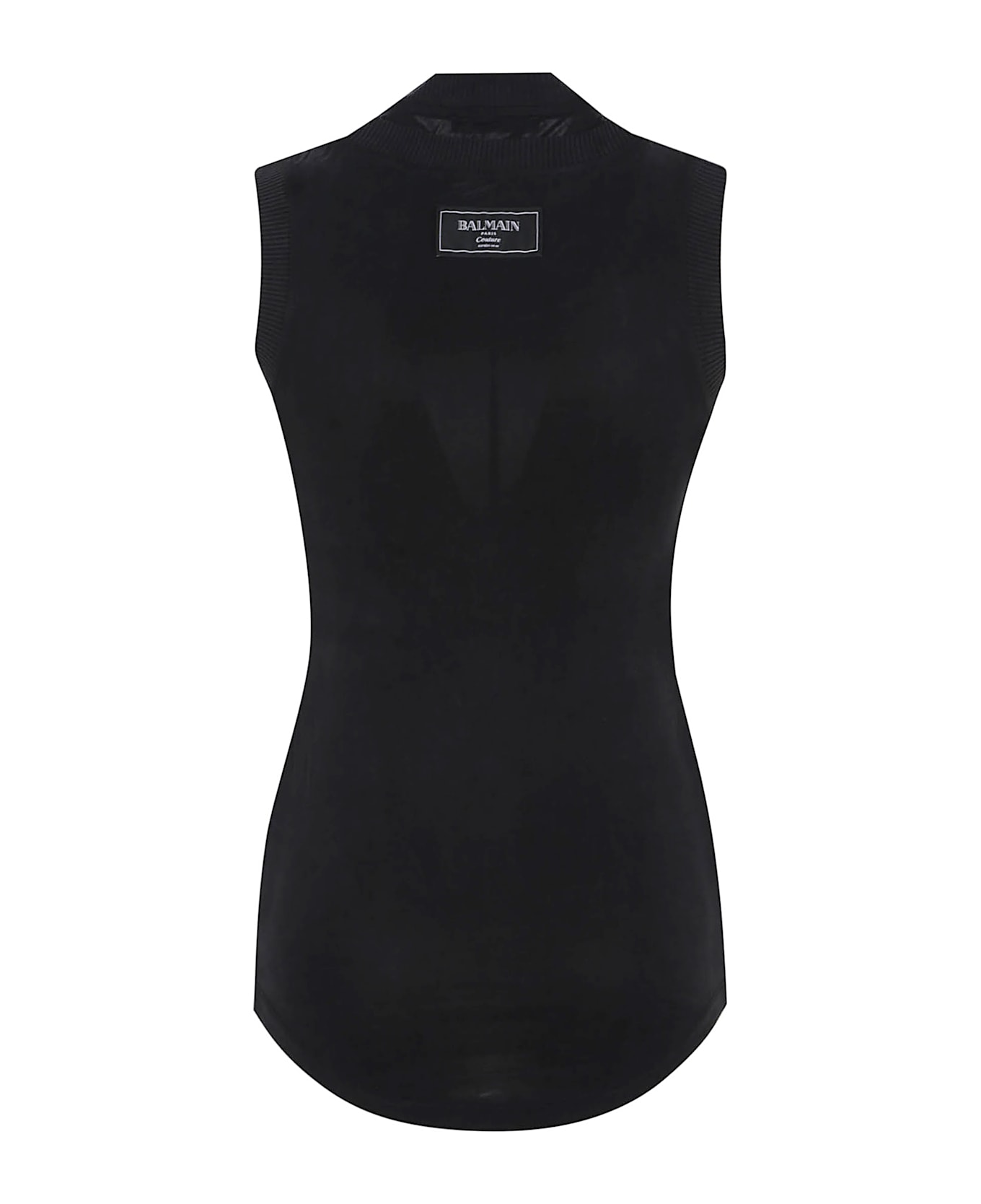 Balmain Sl Double Collar Twisted Tank Top - Pa Noir