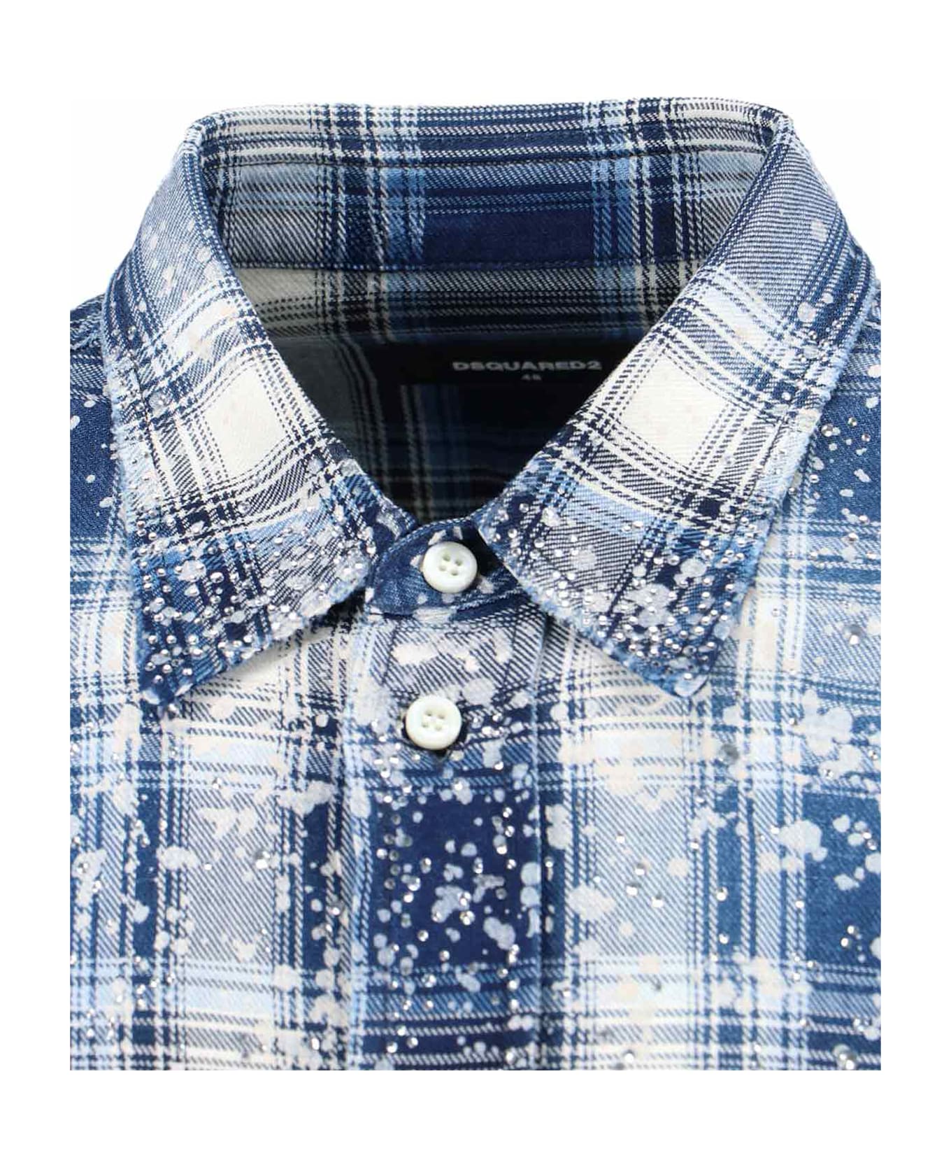 Dsquared2 Vintage Shirt With Rhinestones - BLUE