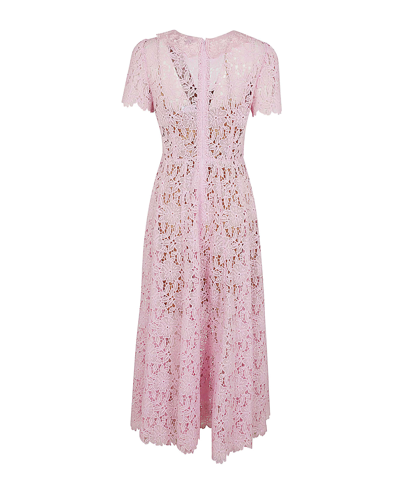 self-portrait Guipure Lace Midi Dress - Pale Pink