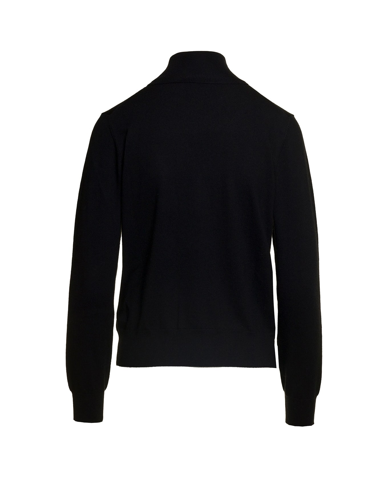 Parosh Black Mock Neck Sweatshirt With Long Sleeves In Wool Blend Woman - Nero