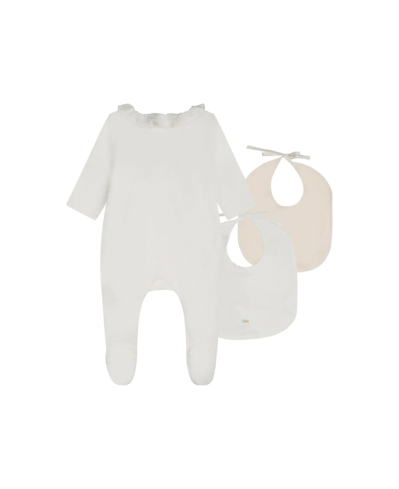 Chloé Gift Set With Playsuit And Bibs - White トップス