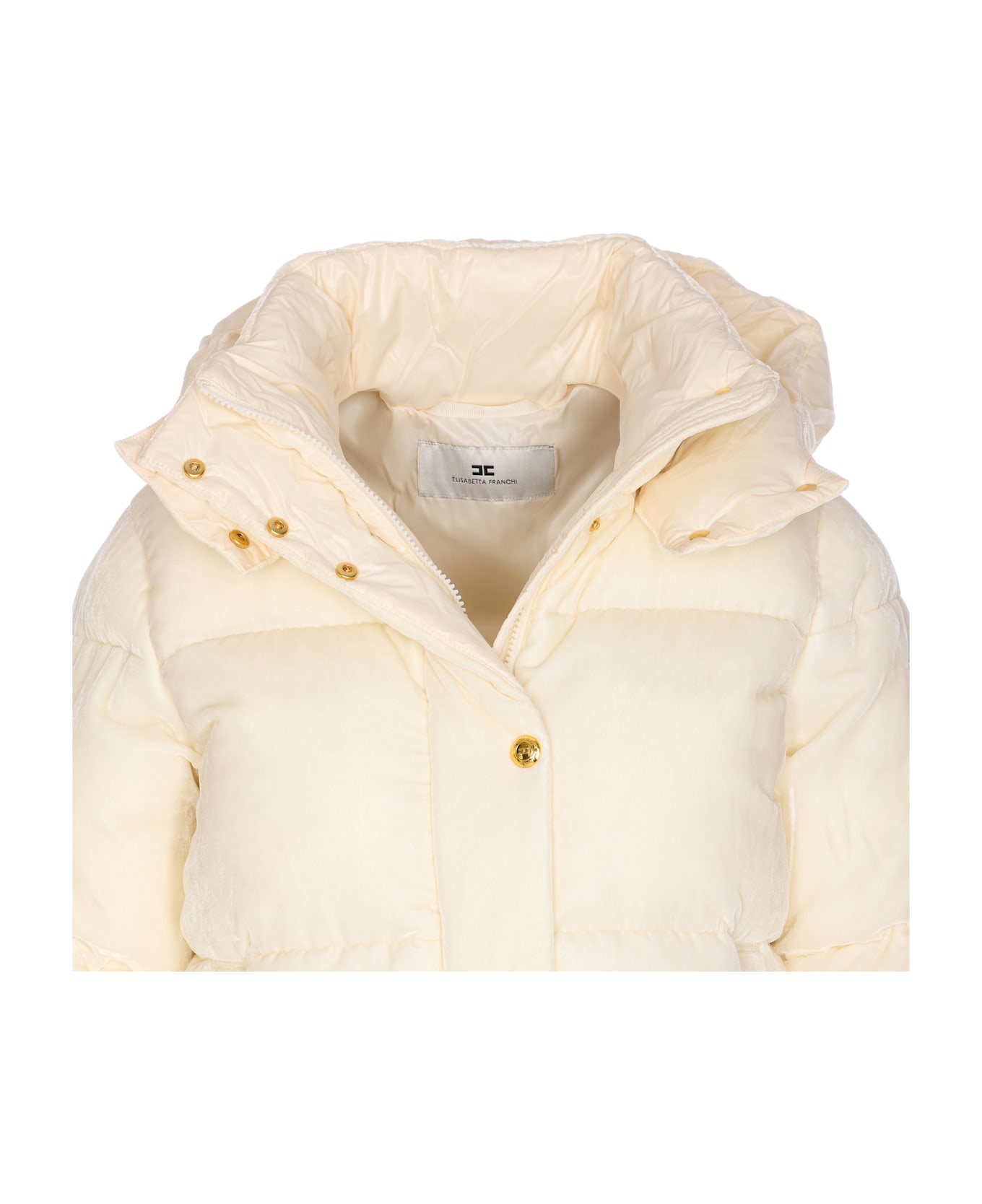 Elisabetta Franchi Velvet Down Jacket - White