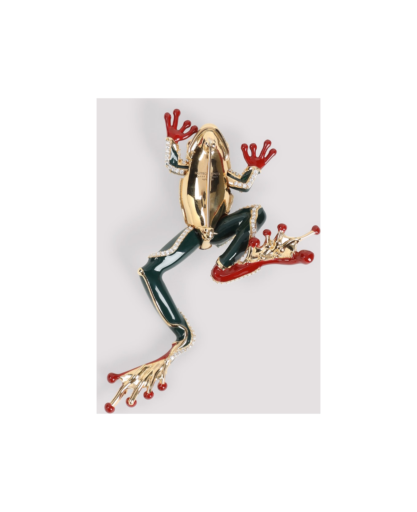 Bottega Veneta Frog Silver Brooch - White Dsrk Green
