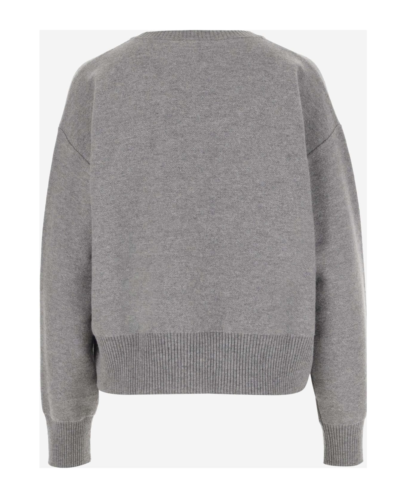 Versace Wool And Cashmere Pullover With Medusa - Grey