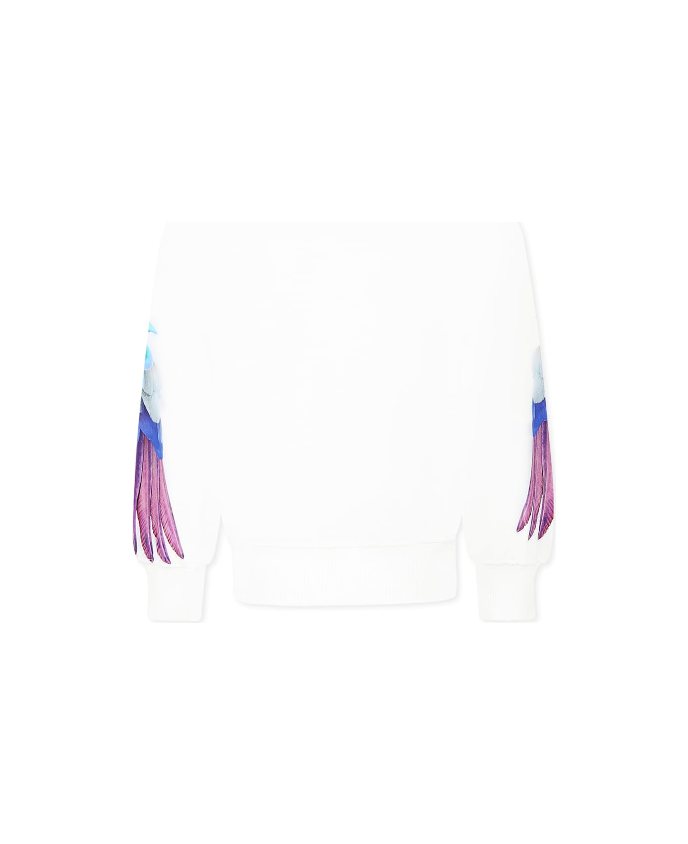 Molo White Sweatshirt For Girl With Parrot - White