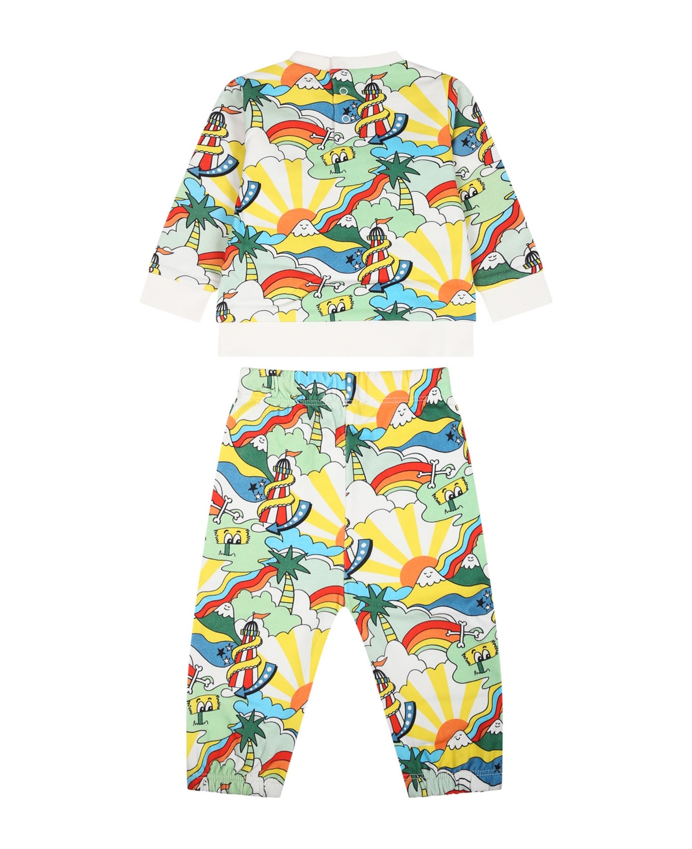 Stella McCartney Kids White Suit For Baby Boy With Print - Multicolor