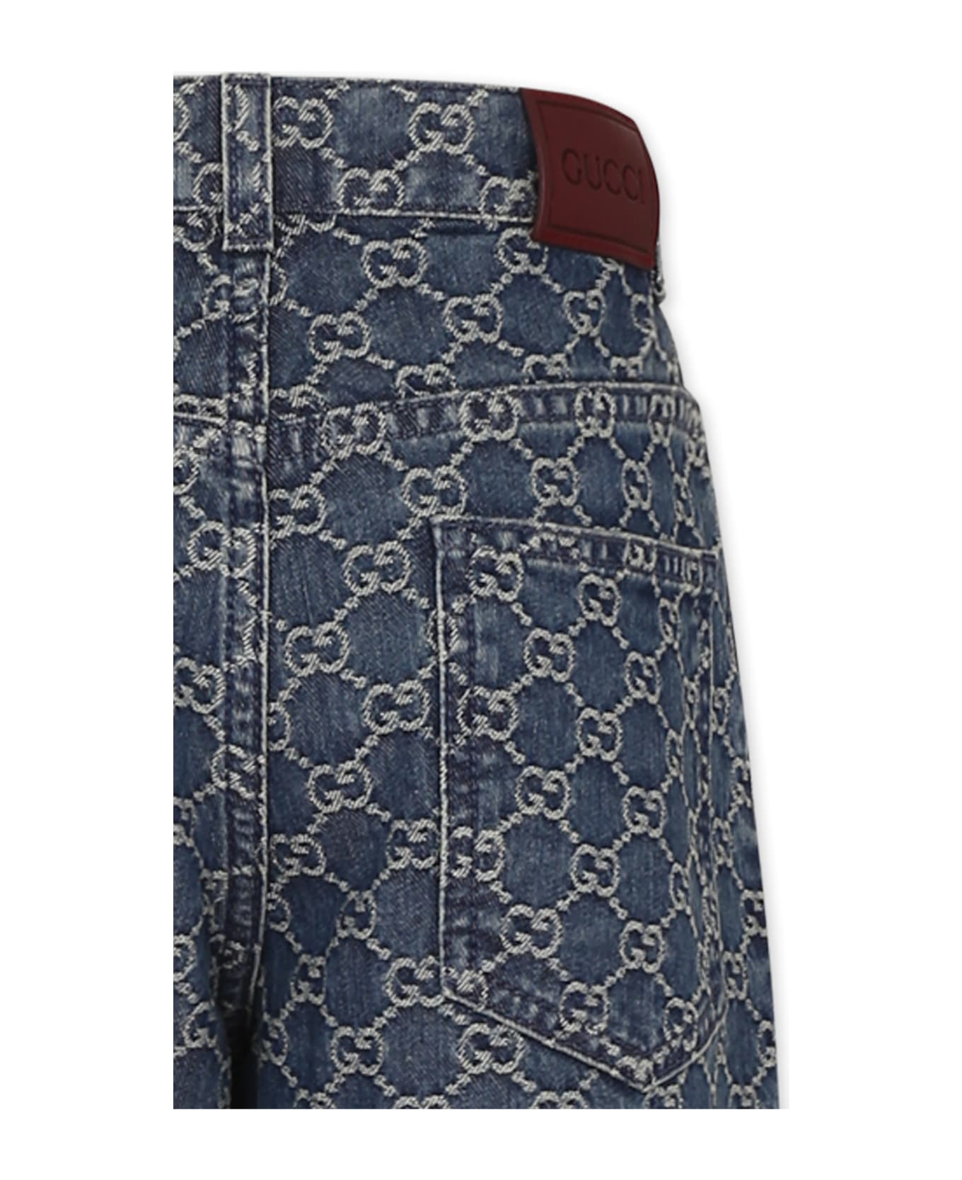 Gucci Denim Jeans For Kids With Gg - Denim