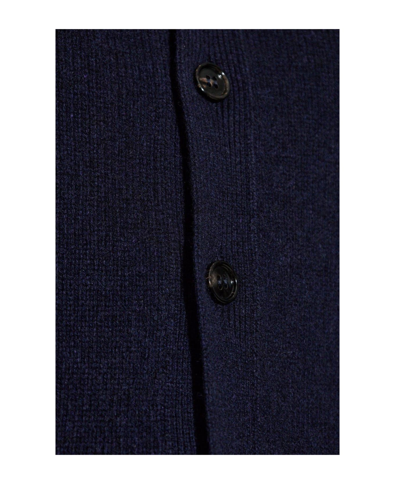 Ami Alexandre Mattiussi Paris De Coeur Logo Embroidered Knit Cardigan - Navy Blue