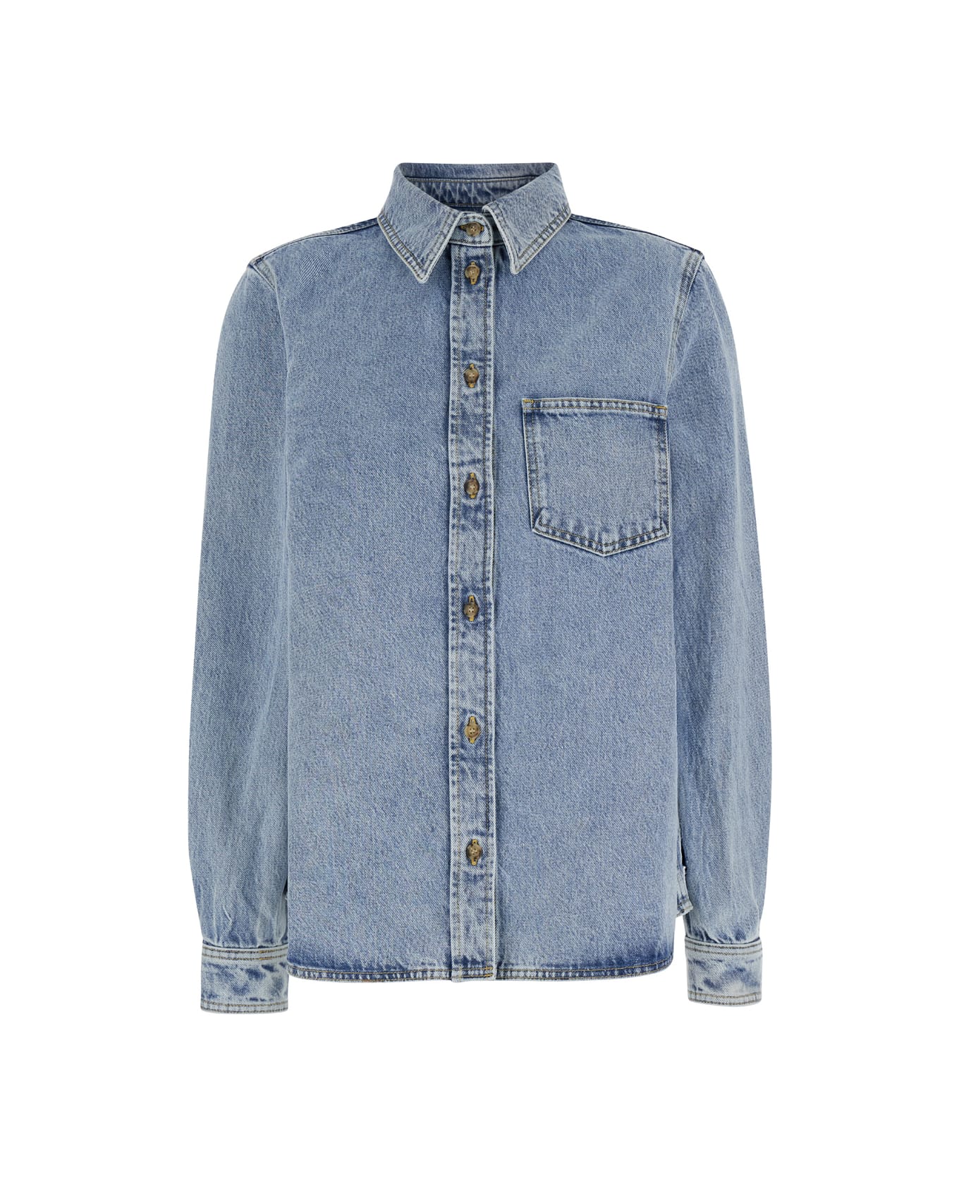 Totême Light Blue Shirt With Patch Pocket In Denim Woman - Blu