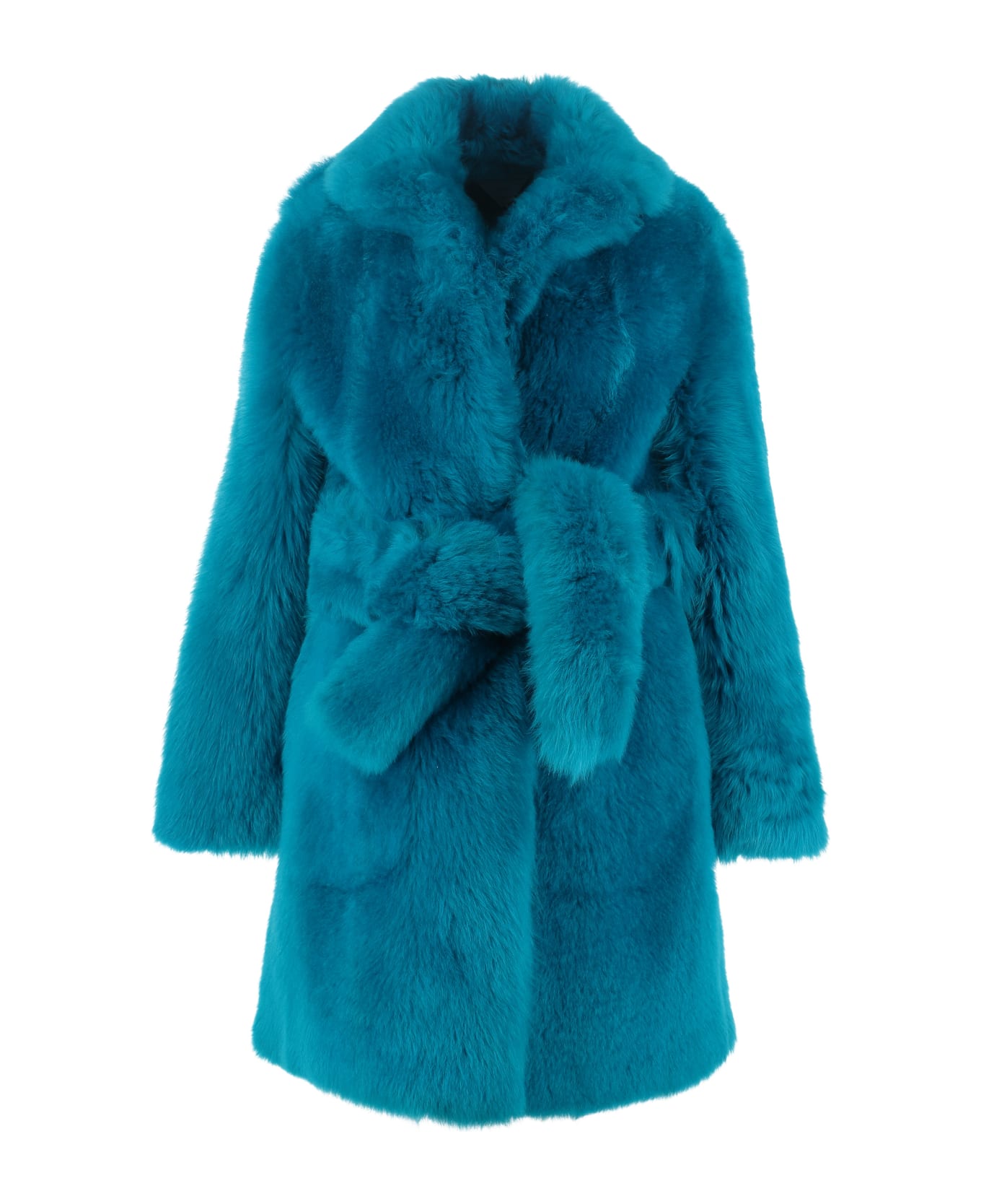 Bottega Veneta Lamb Fur Coat - blue