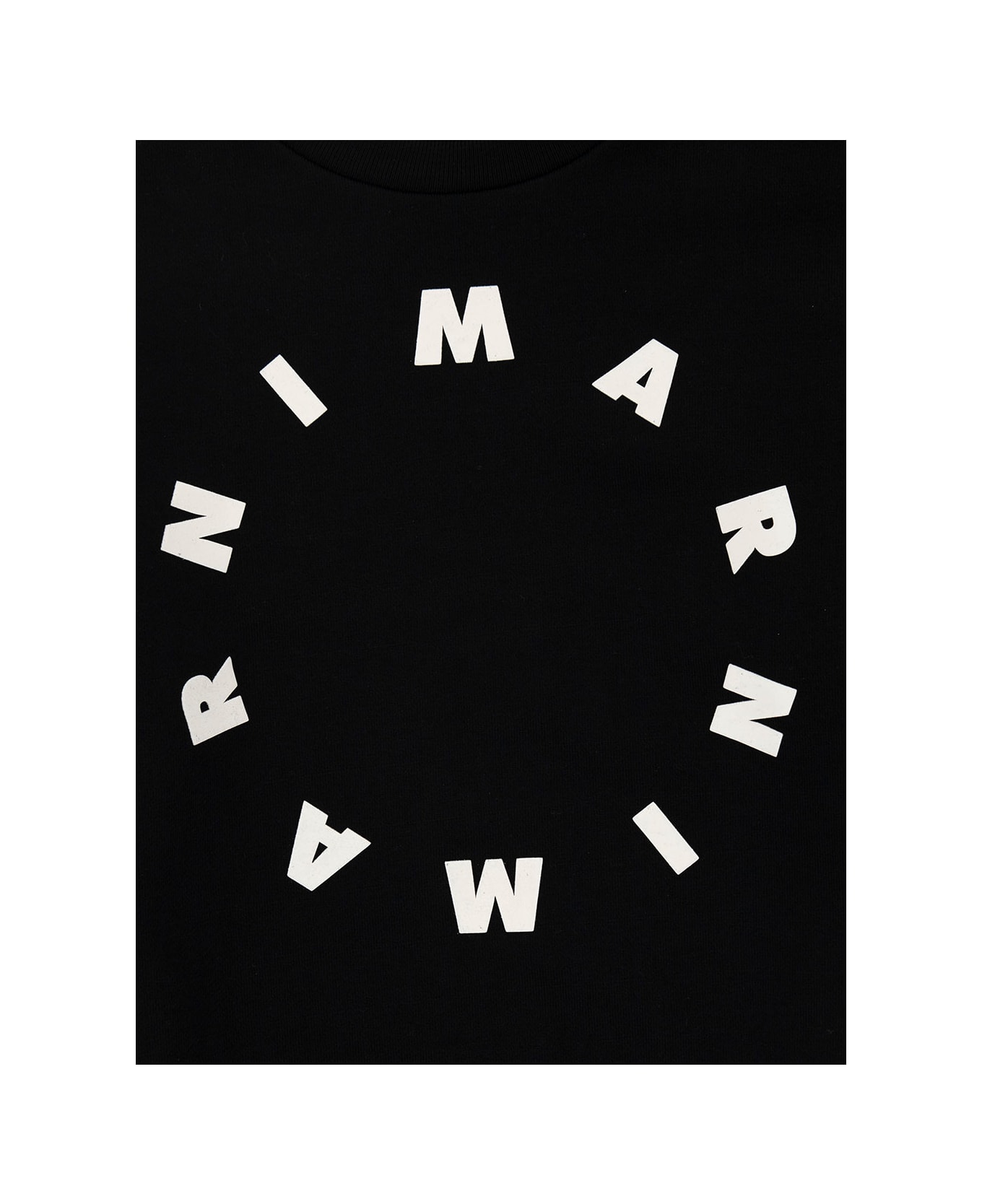 Marni Black Crewneck Sweatshirt With Contrasting Logo Print In Cotton Boy - Black ニットウェア＆スウェットシャツ