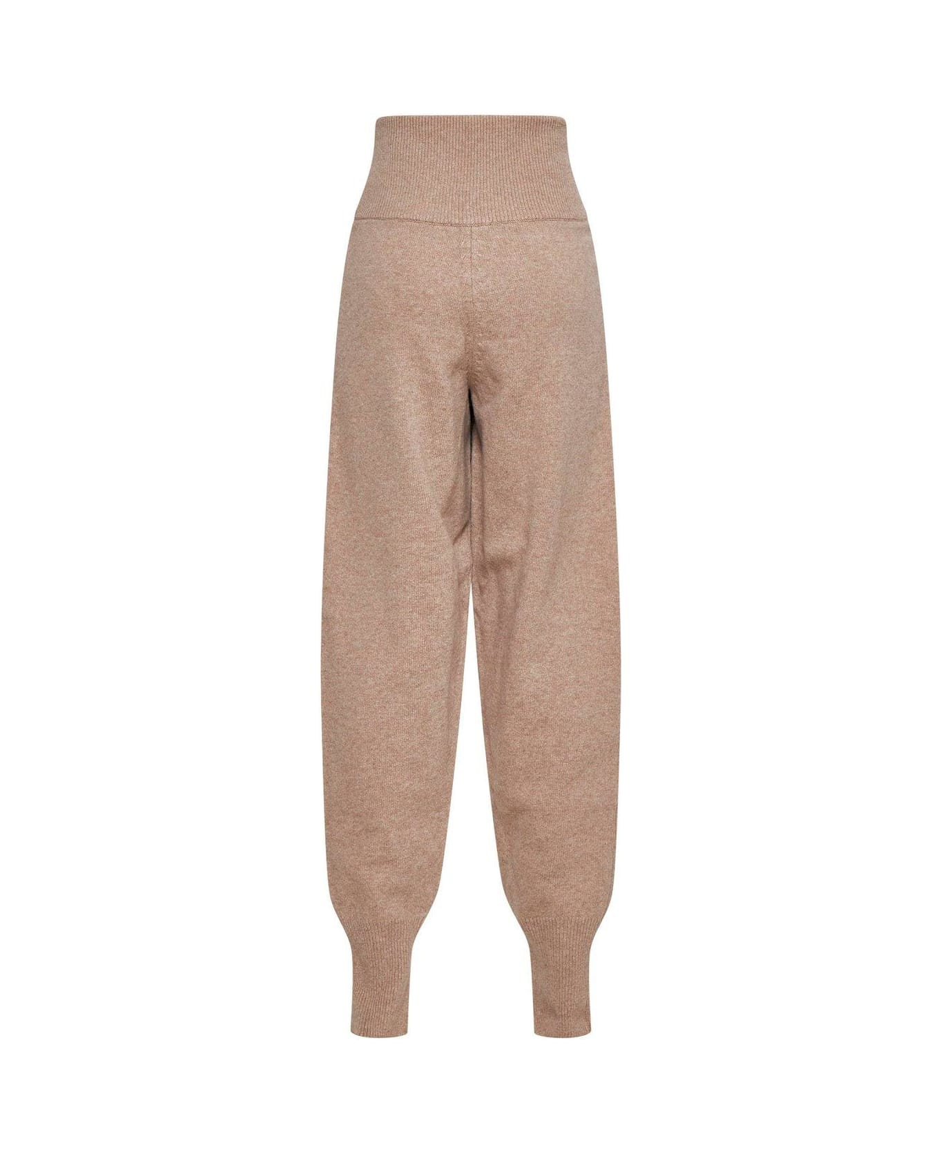 Lemaire High Waist Knitted Track Trousers - Latte coffee