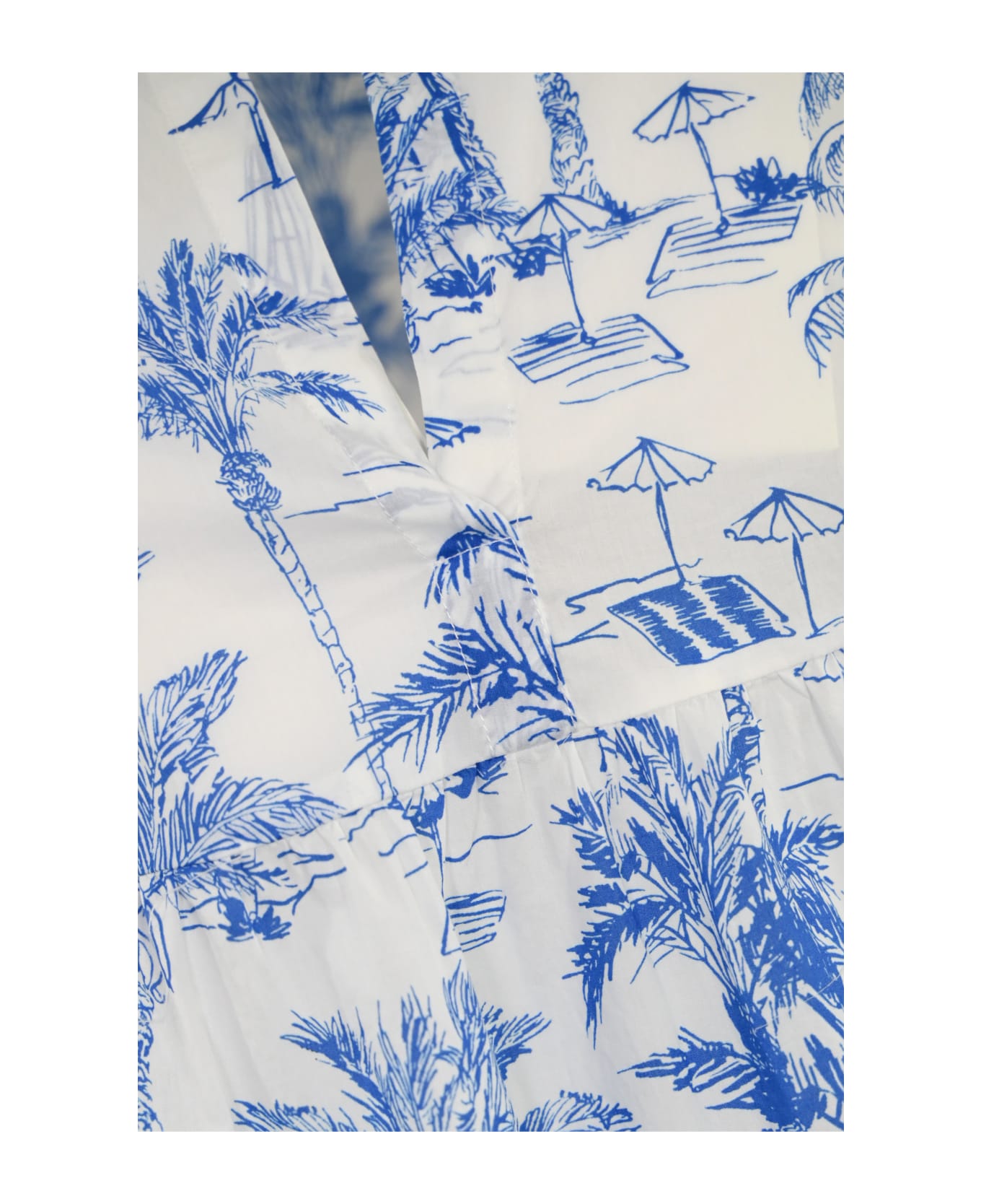 MC2 Saint Barth Siara Saint Beach Dress In Cotton - Bianco/blu