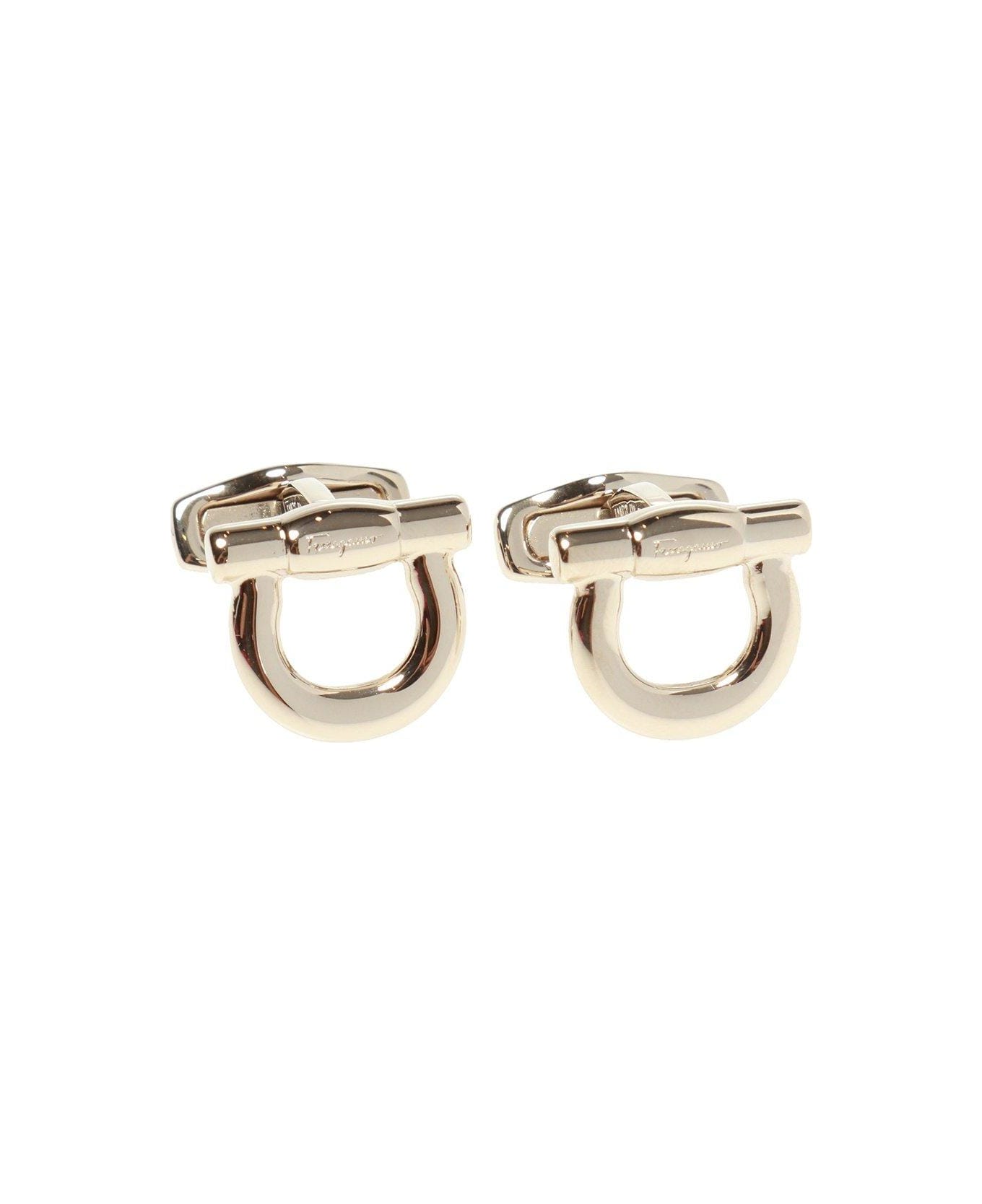 Ferragamo Logo Engraved Cuff Links - GOLD