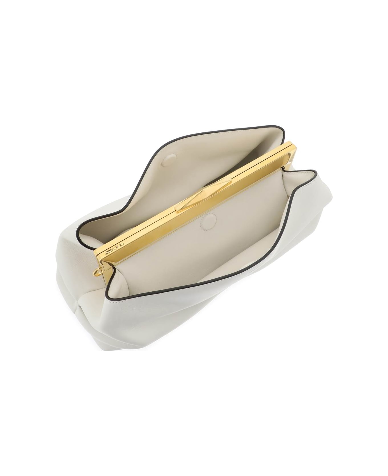 Jimmy Choo Leather Diamond Frame Clutch - LATTE GOLD (White) クラッチバッグ