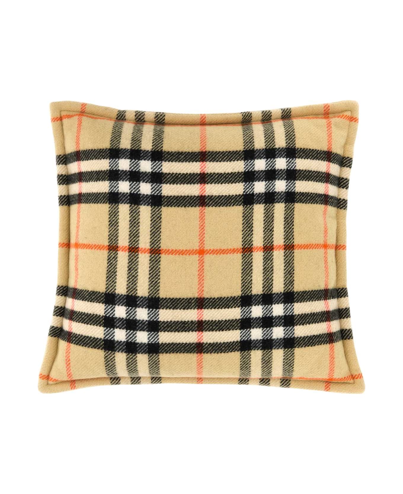 Burberry Embroidered Wool Blend Pillow - SAND