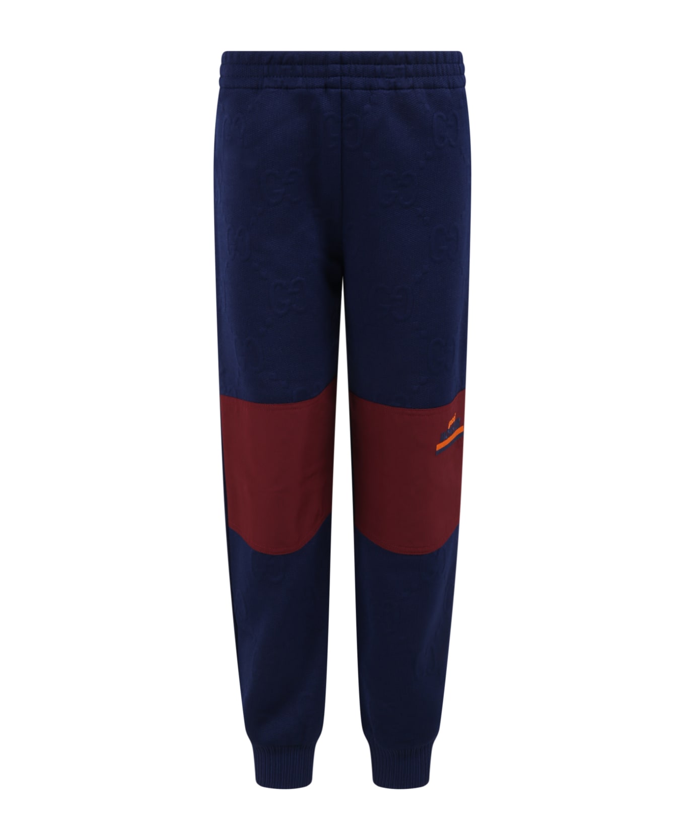 Gucci Blue Sweatpants For Boy With Logo And Iconic Gg - Deep Blue ボトムス