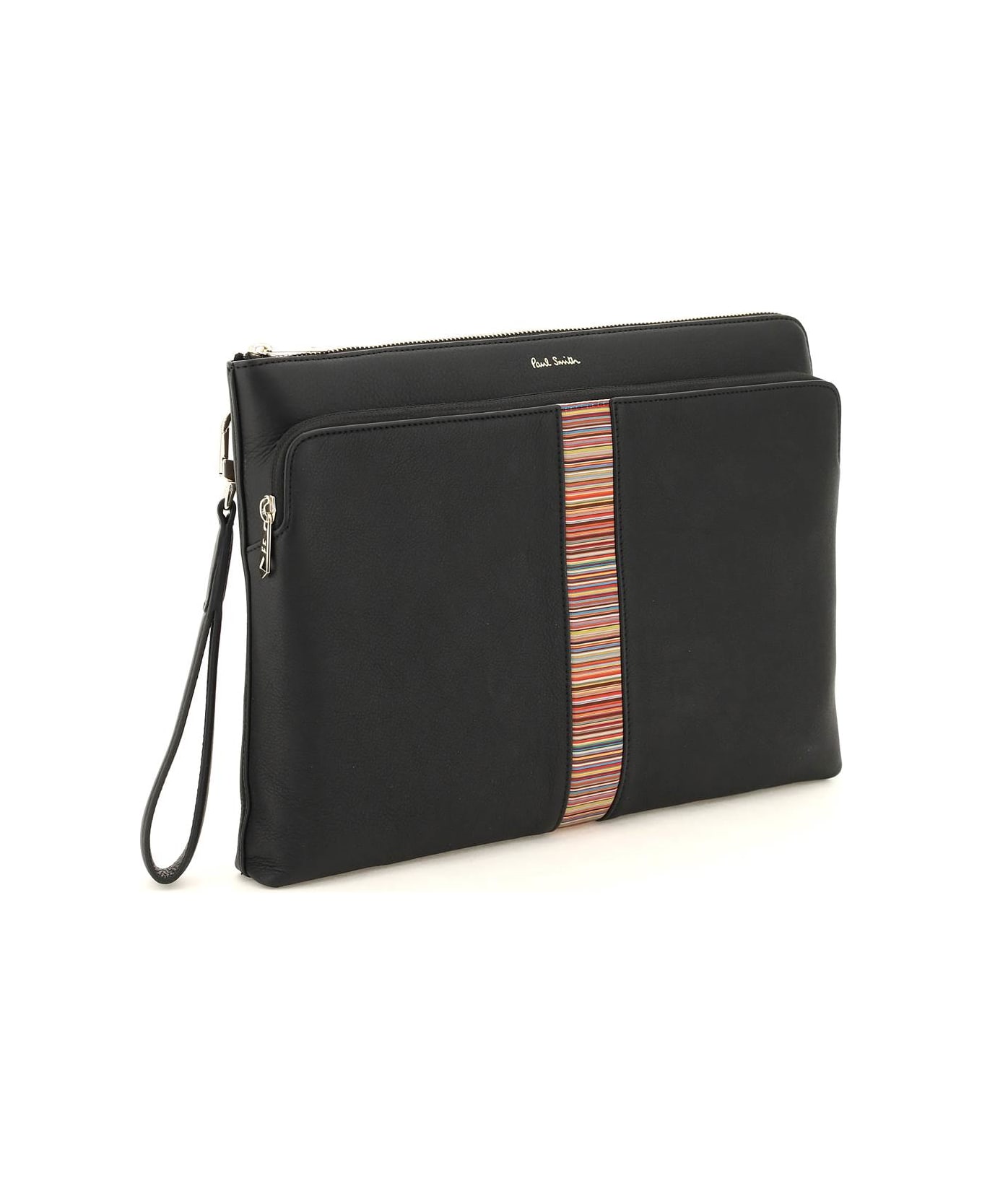 Paul Smith Leather Document Case Luggage - BLACK トラベルバッグ