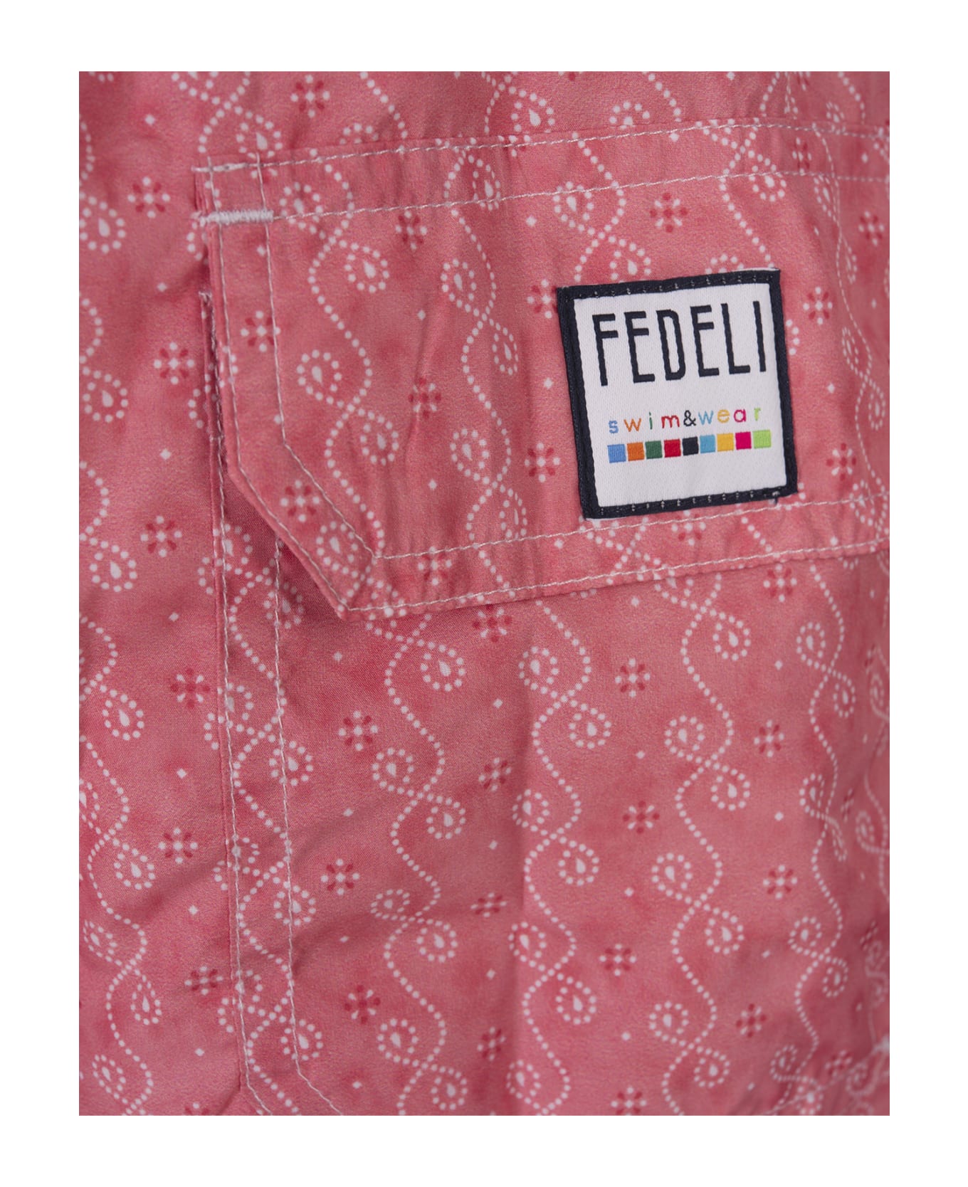 Fedeli Red Swim Shorts With Micro Pattern - Red